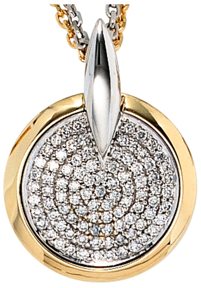 JOBO Runder Anhänger, rund 585 Gold bicolor mit 91 Diamanten
