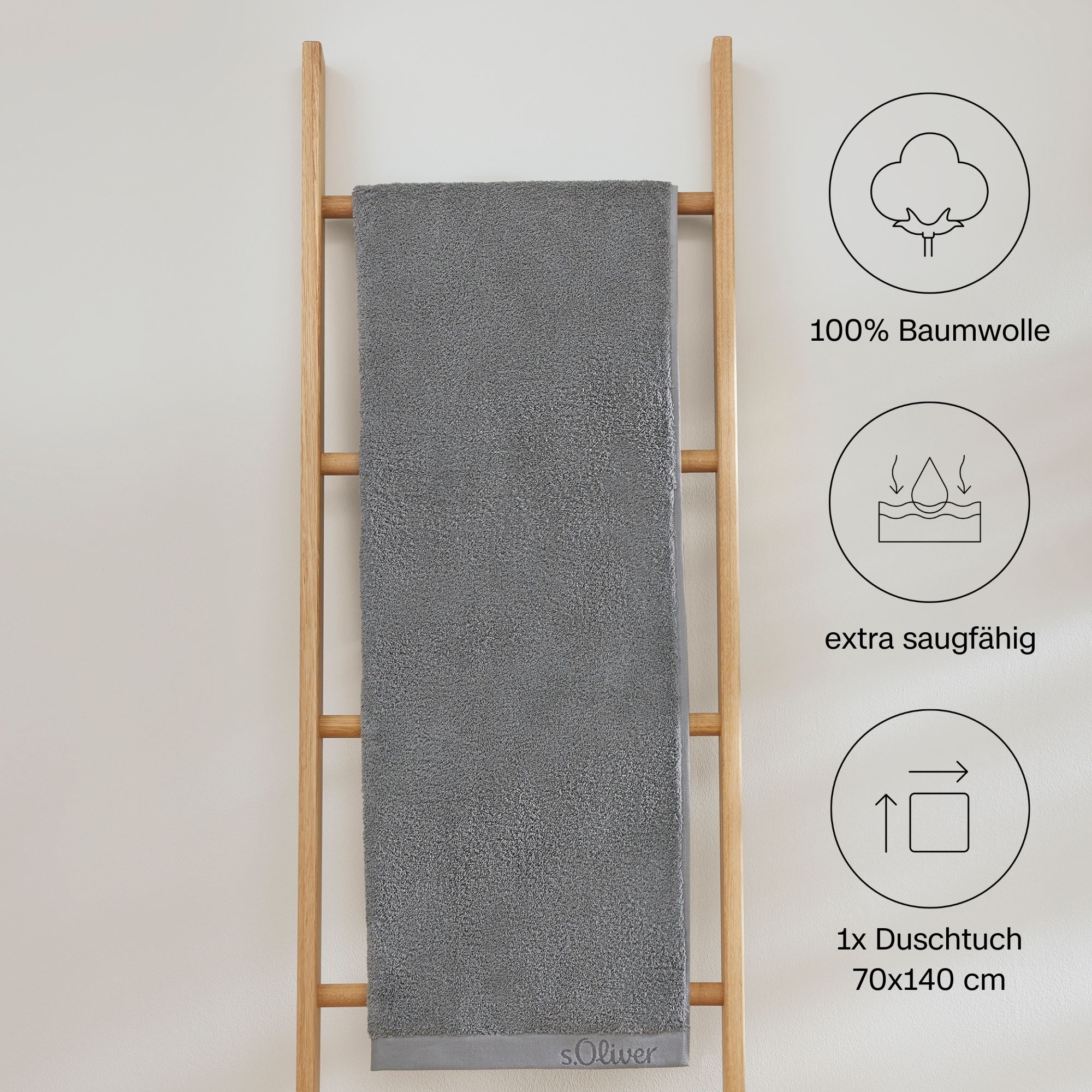 s.Oliver Duschtuch »s.Oliver, Premium Qualität, 600 gr/m², auch als Sets erhältlich«, (1 St., Badetuch 70 x 140 cm), große Farbauswahl, auch als Handtuch, Waschhandschuh, Gästetuch