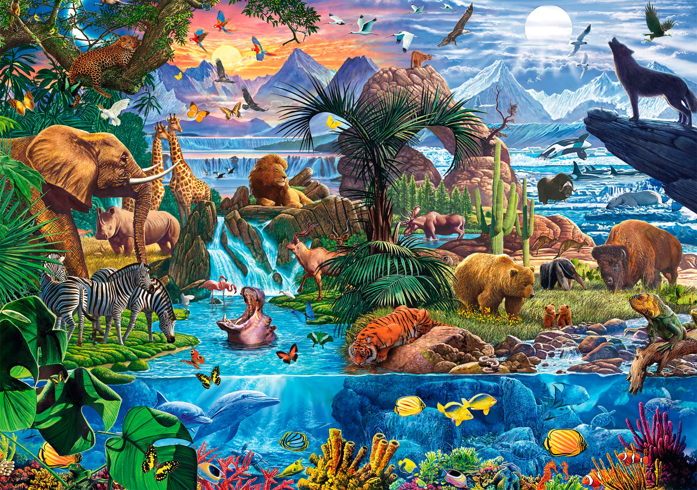 Schmidt Spiele Puzzle »Panorama der Tierwelt«, Made in Europe