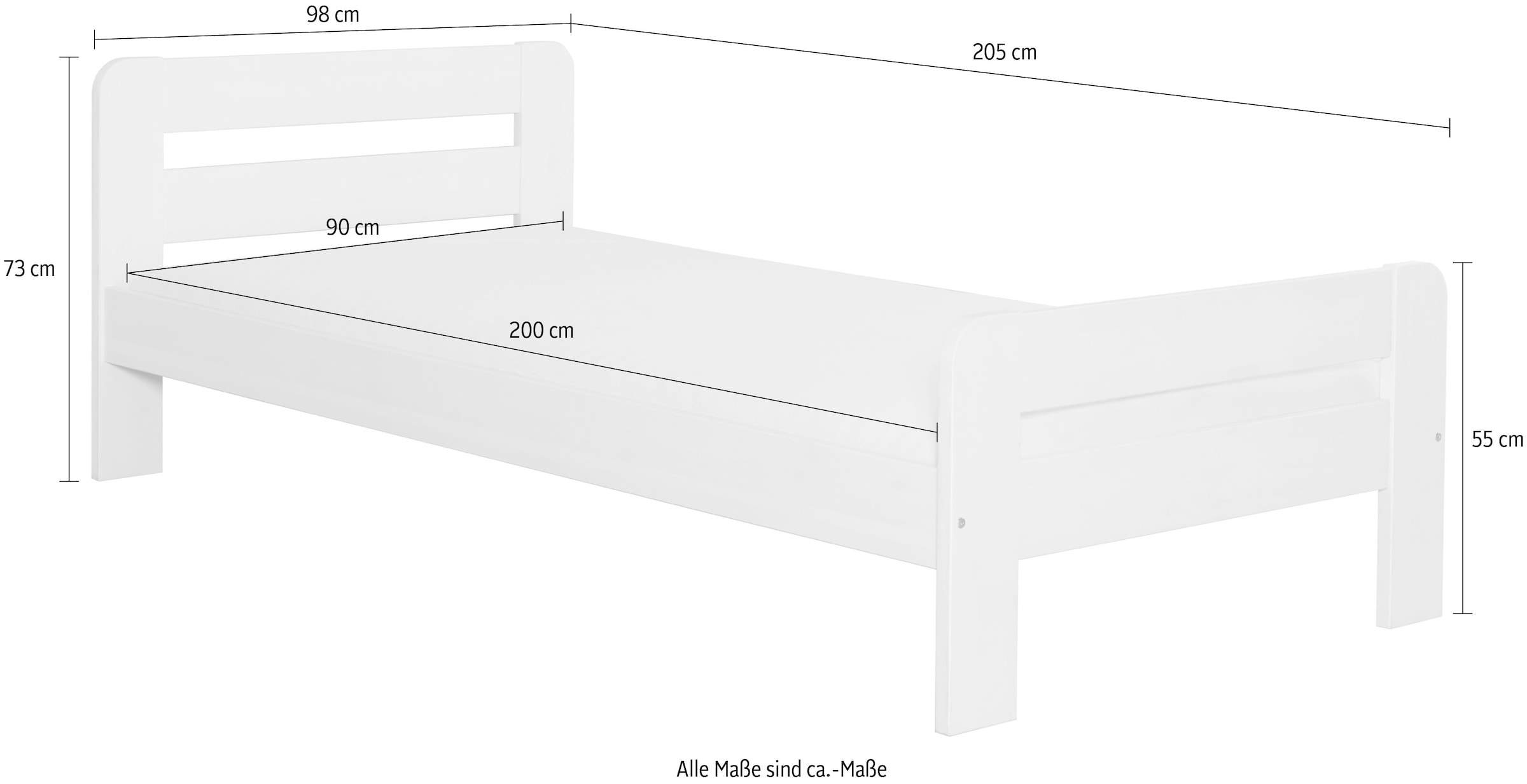 Ticaa Massivholzbett »"Bert", FSC®-zertifiziert (Kiefer), Jugendbett, mit Lattenrost«, (90x200cm, 100x200cm, 140x200cm), ideal für das Kinder- und Jugendzimmer, Massivholz