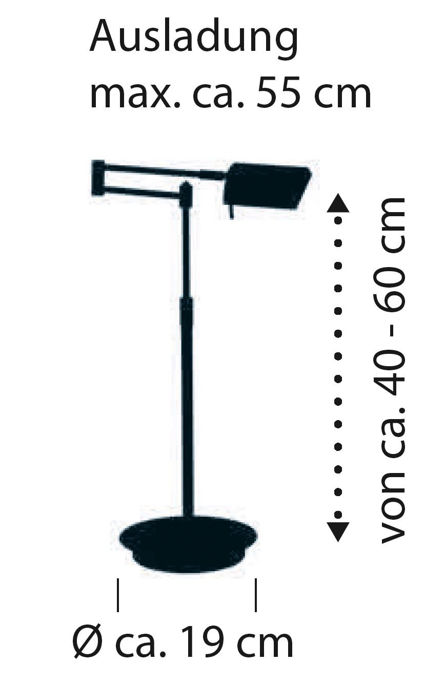 HELL höllisch gutes Licht LED Tischleuchte »GRAZ« LED-Modul 1 Stk. Warmweiß Tastdimmer,  In der Höhe einstellbar