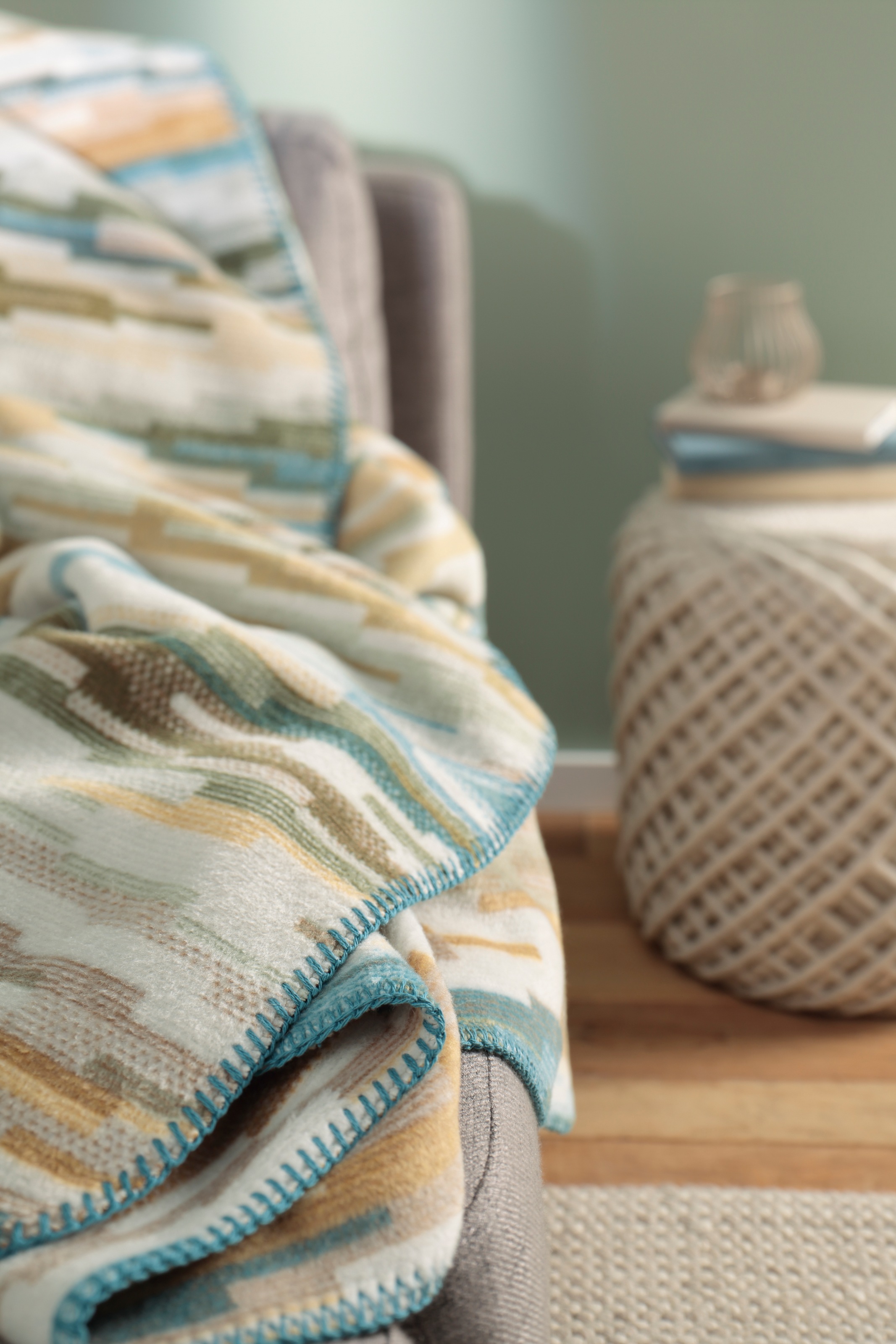 Biederlack Wohndecke »Wohndecke Mission Teal«, im modernen Design