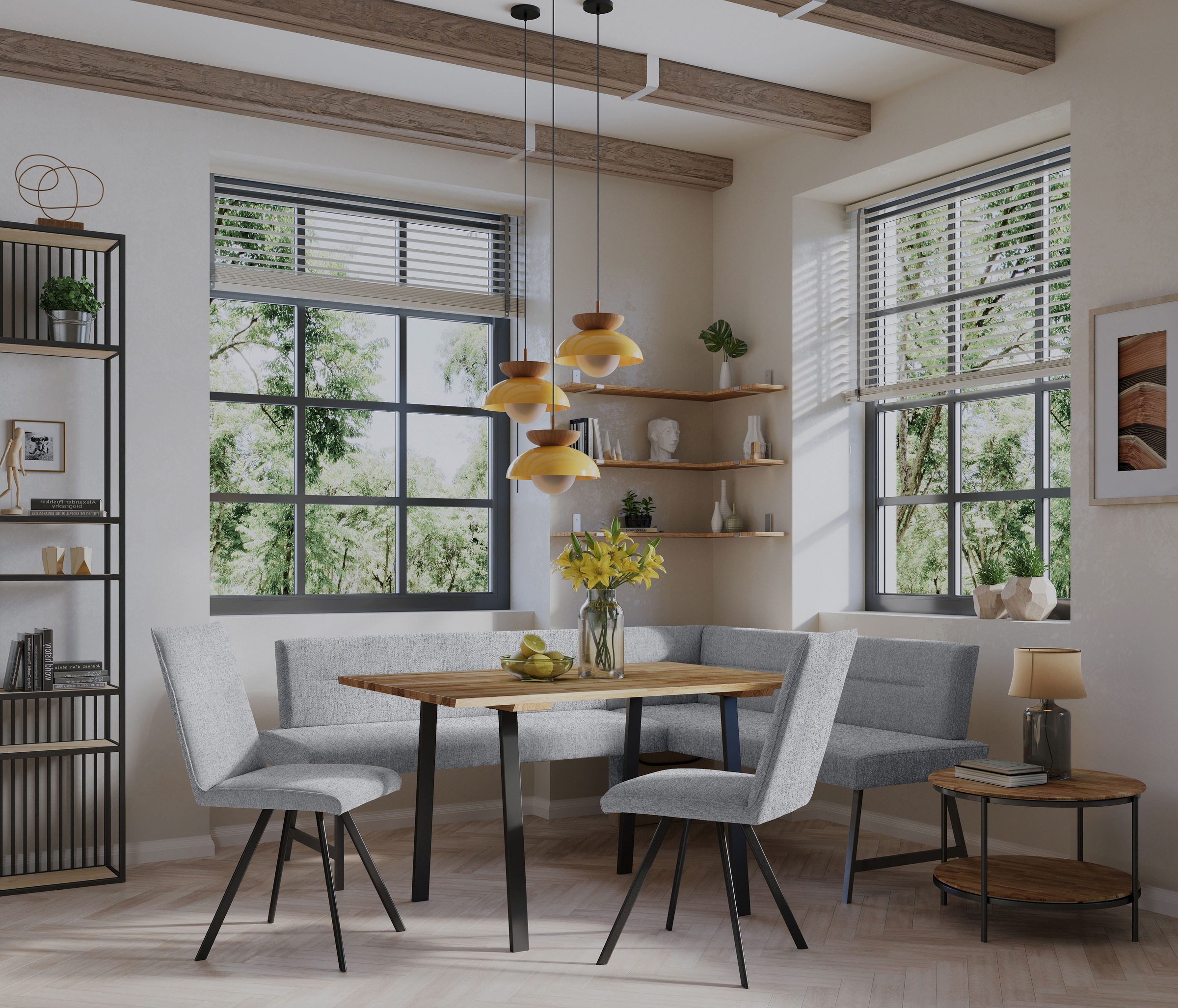 Home affaire Eckbankgruppe "Sava" Set, 4 Stk. tlg. Eckbank mit Wellenfederu günstig online kaufen