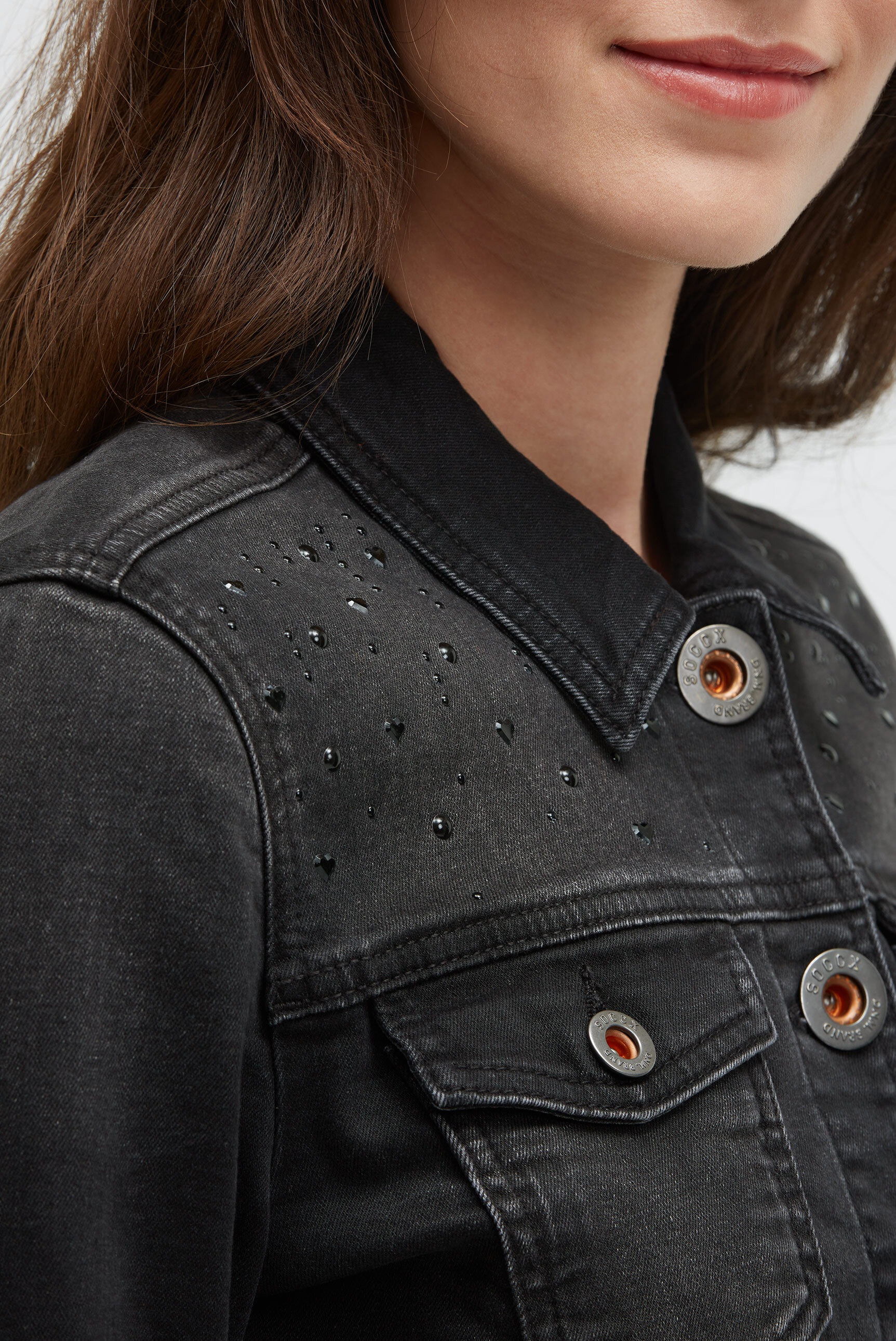 SOCCX Jeansjacke ohne Kapuze mit Schmuckelemente