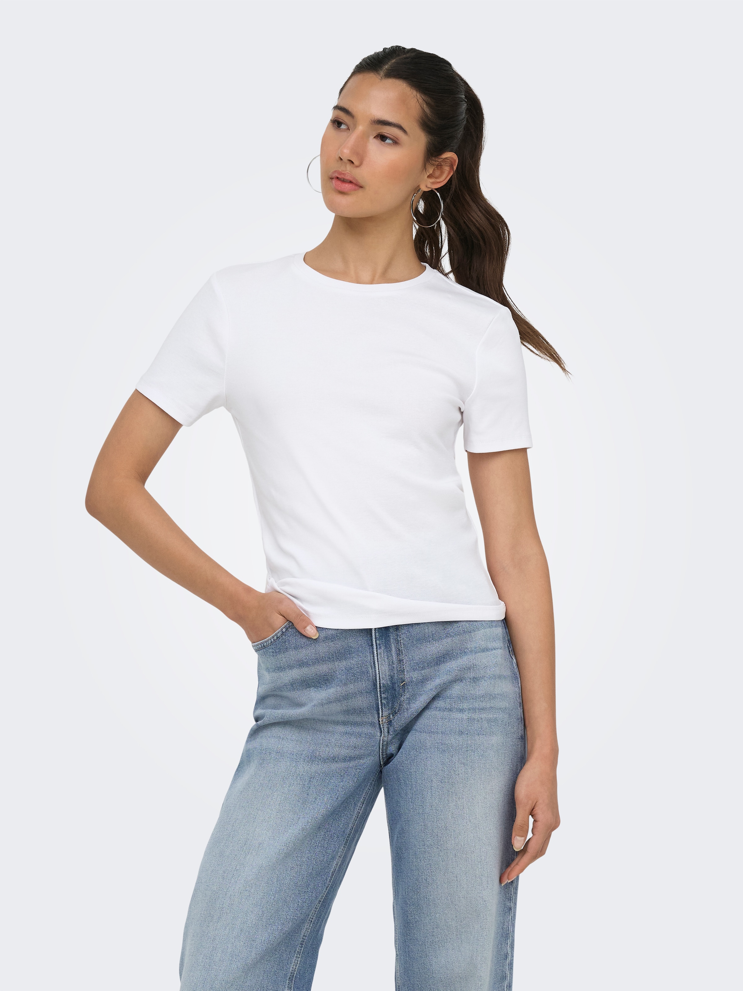 ONLY T-Shirt "ONLRILEY S/S TOPJRS" Baumwollmischung günstig online kaufen