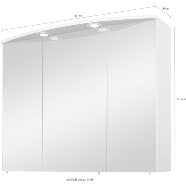Schildmeyer Spiegelschrank »Verona«, Schalter-/Steckdosenbox Einbaustrahler, cm, 3 100 kaufen 3-türig, BAUR Breite | LED