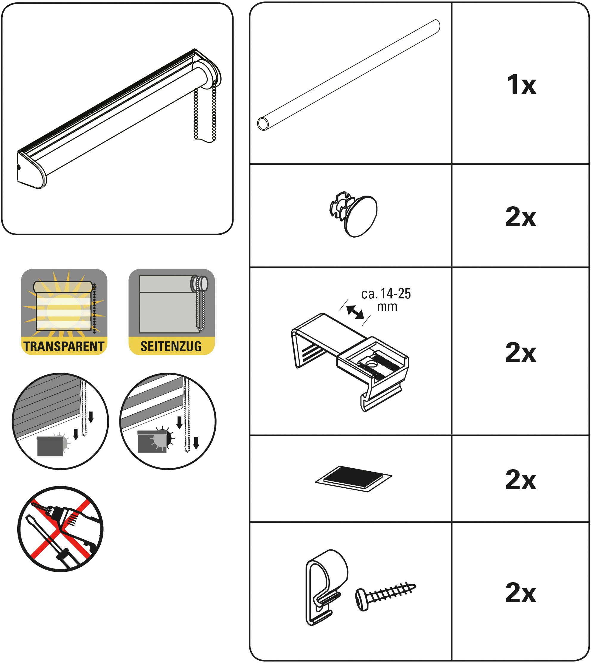 GARDINIA Doppelrollo »EASYFIX Duo Rollo Cut-Out Quadrat«, Lichtschutz, ohne Bohren, außergewöhnliche Lichteffekte durch Cut-Out Stoff