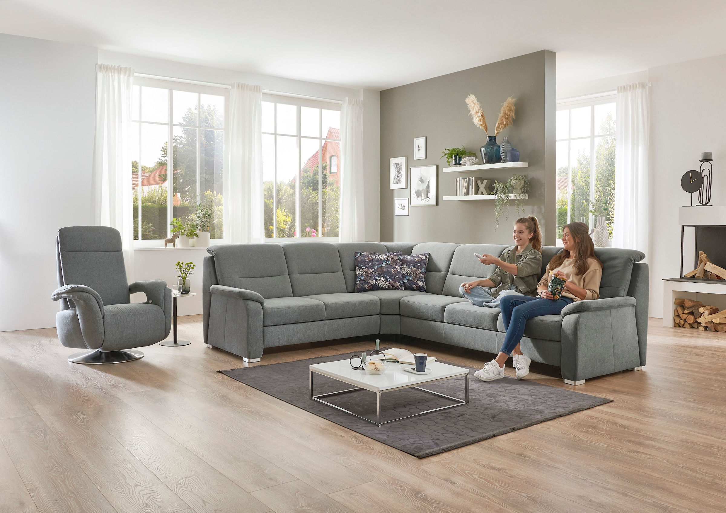 Die PlanBar Ecksofa "PP-HS10002" wahlweise mit Rückverstellung, Bettfunktio günstig online kaufen