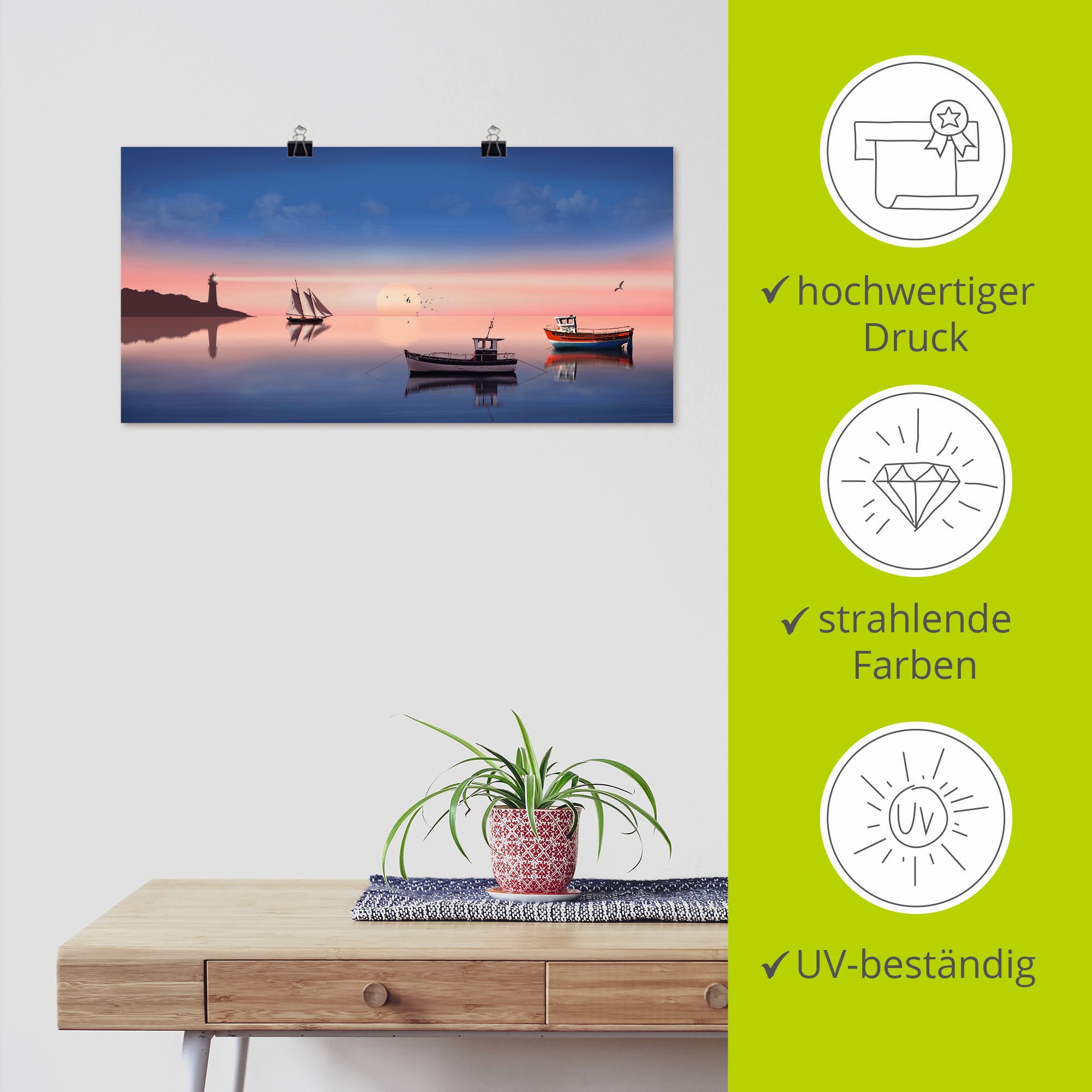 Artland Poster »Fischerboote«, Boote & Schiffe, (1 St.), als Leinwandbild, Wandaufkleber oder Poster in versch. Größen
