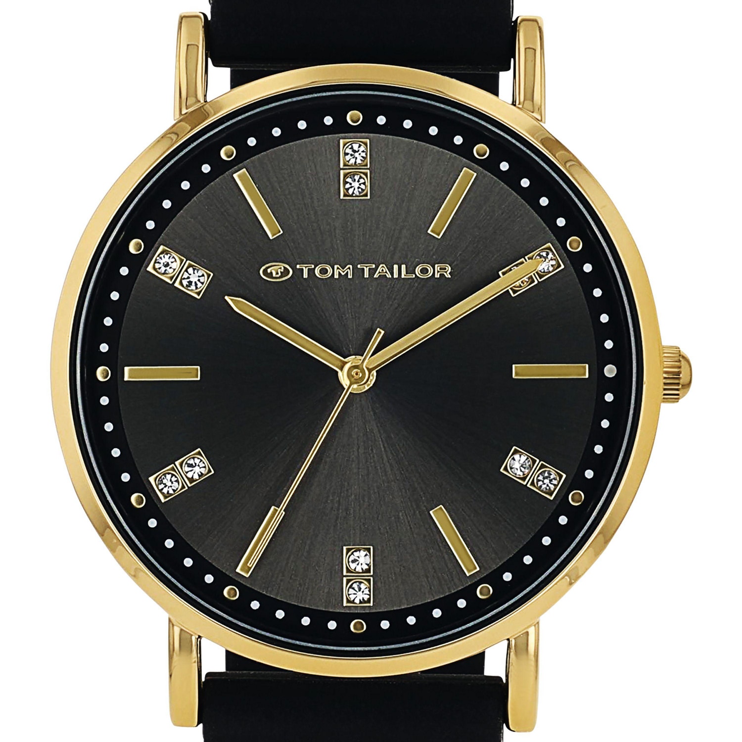 TOM TAILOR Quarzuhr Armbanduhr, Damenuhr, Silikonarmband, analog, Glassteine