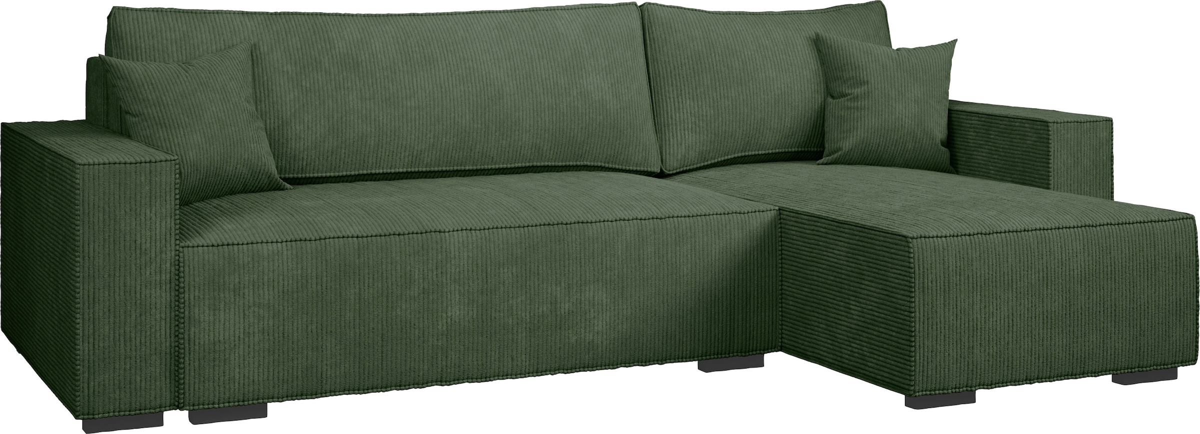 INOSIGN Ecksofa »Winton Cordsofa / Schlafsofa 253 cm«, Cord, Recamiere wechselbar, Schlaffunktion (130/208cm), Bettkasten