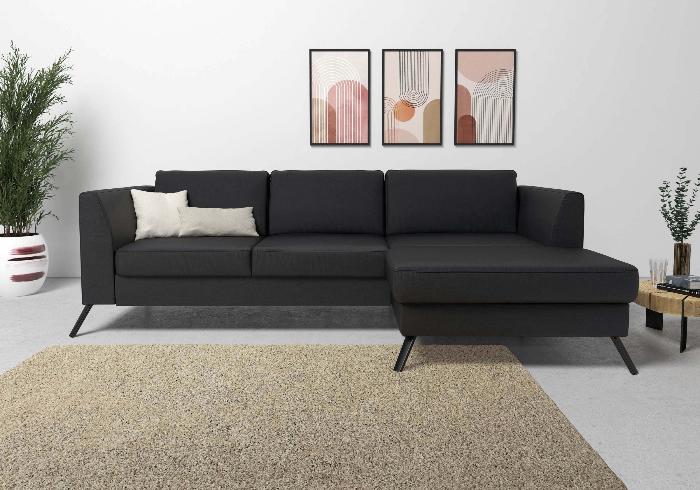Thumbnail - sit&more Ecksofa "Olsen L-Form" inklusive Sitztiefenverstellung, wahlweise mit Bettfunktion, 15cm hoch