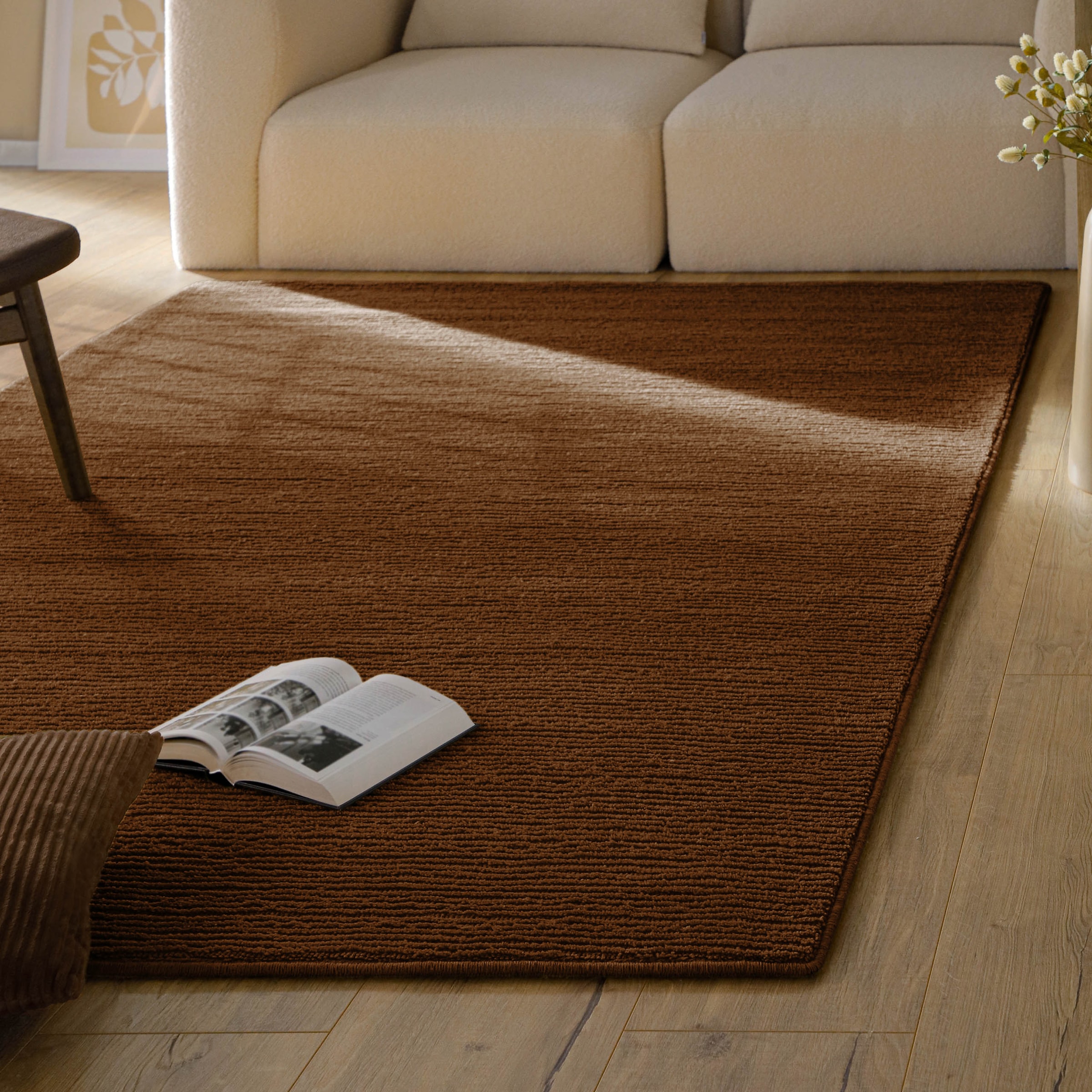 Wecon home Teppich »Castello ONE« rechteckig 7 mm Höhe Schurwolle, Kurzflor mit Hoch-Tief-Effekt, Wohnzimmer, Streifenmuster