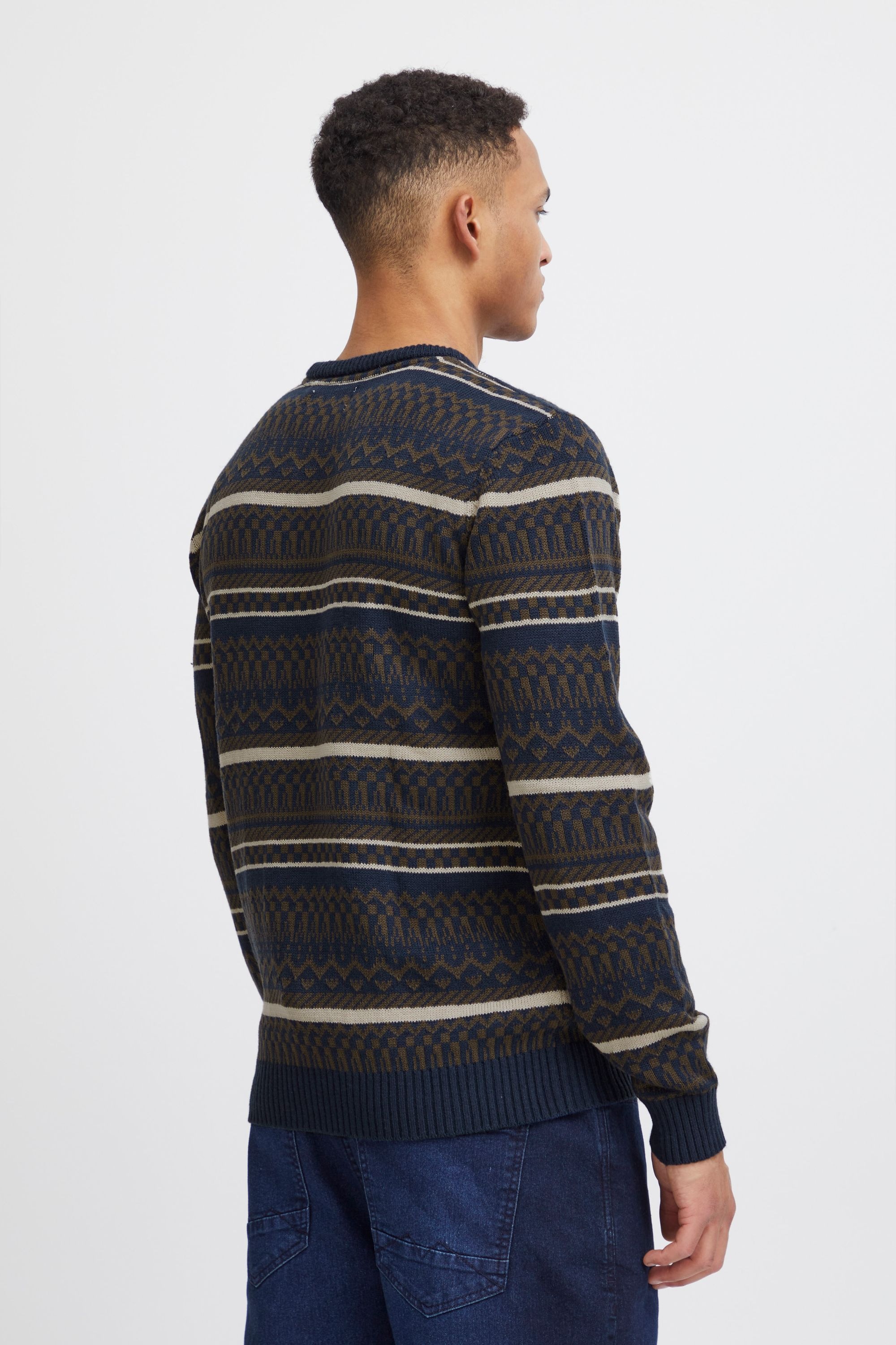 Strickfleece-Pullover BLEND "Strickpullover BHPullover", Herren, Gr. L, blau (marineblaus), Obermaterial: 100% Polyacryl PAN., Pullover 6