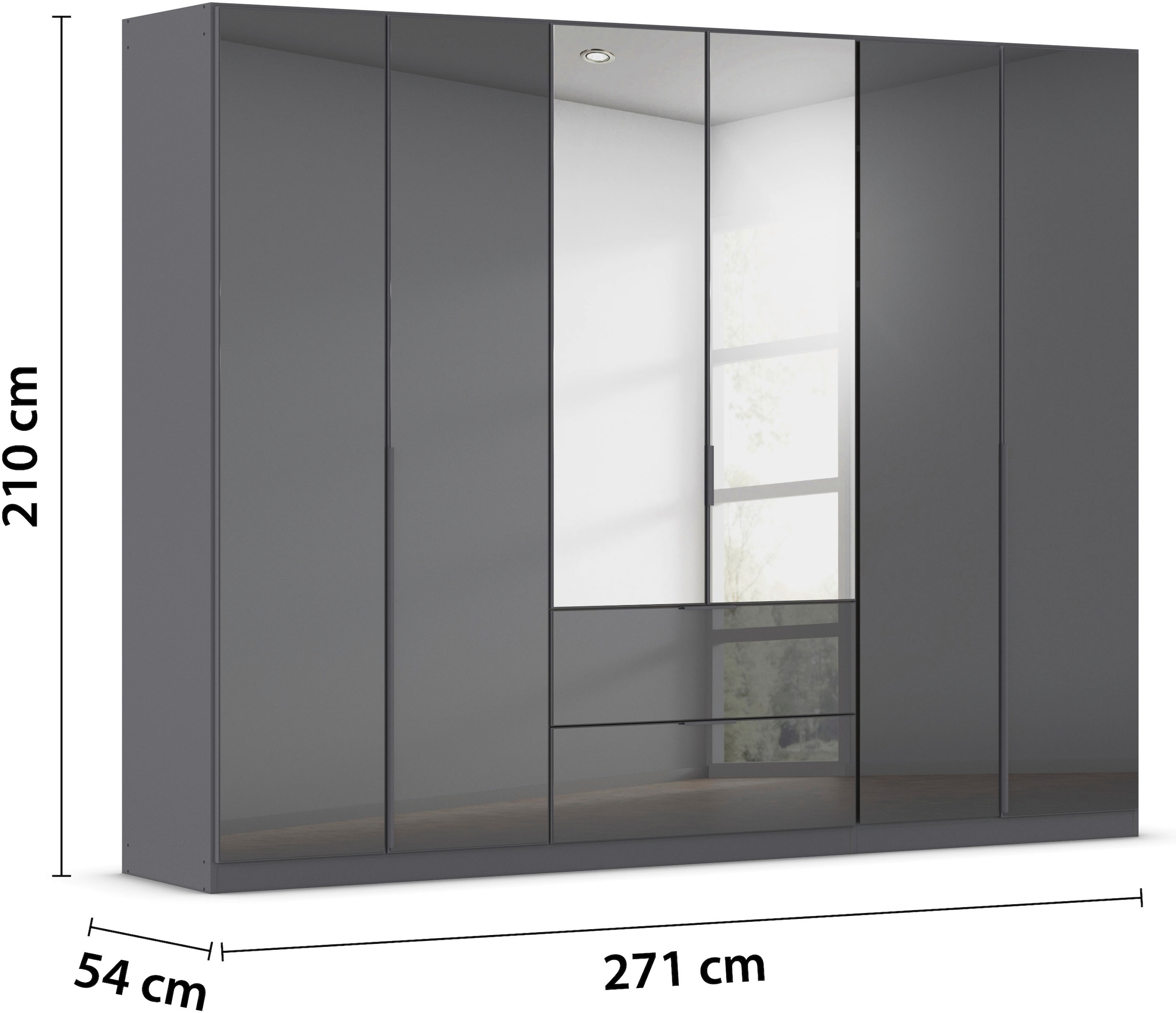 rauch Drehtürenschrank »Kleiderschrank Kleiderschränke Schrank Garderobe AGORDO mit Glasfront«, (in zwei Griff-Farben mit Glasfront), mit Außenschubkästen, in 6 Breiten und 2 Höhen MADE IN GERMANY