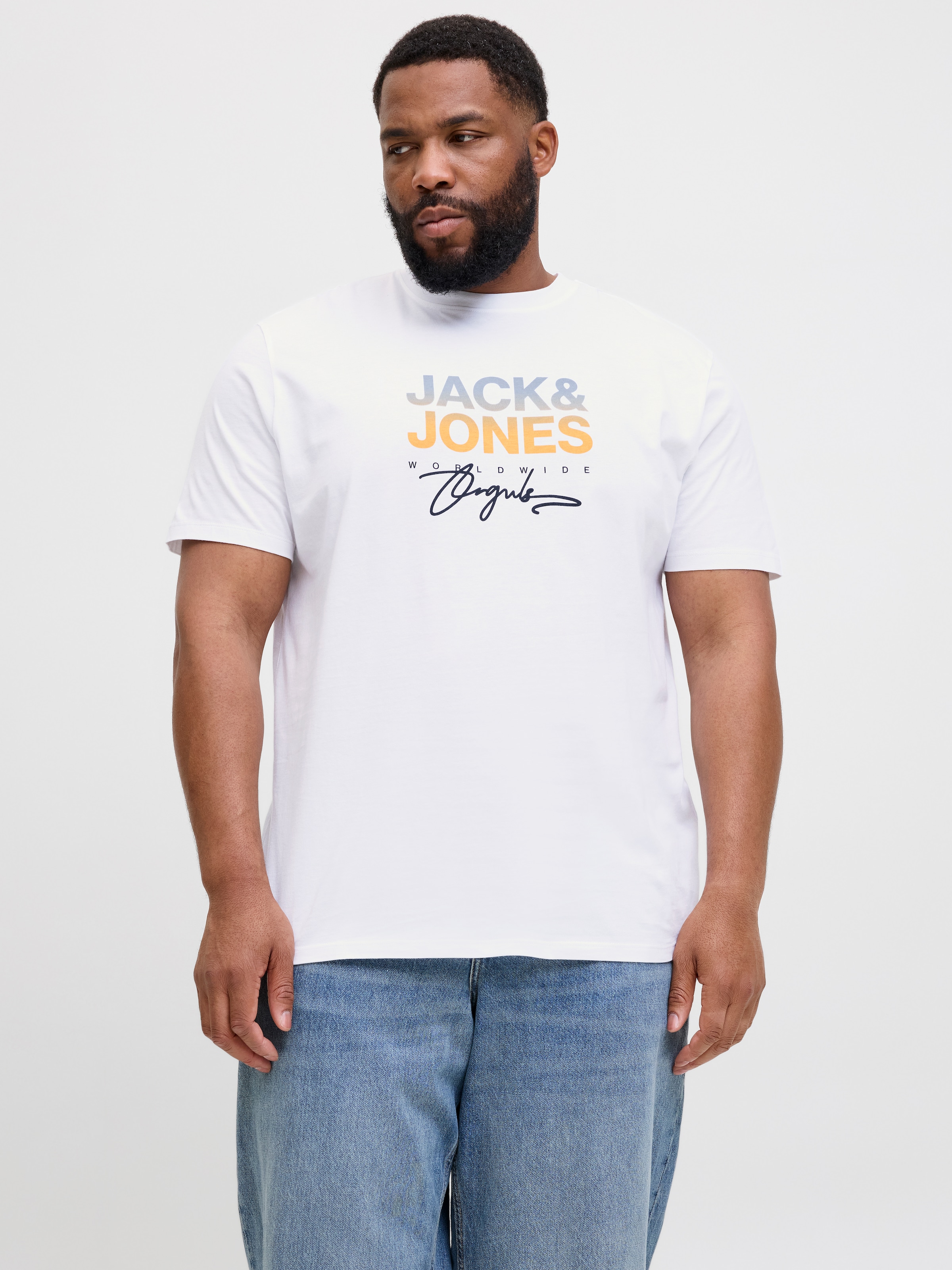 Jack & Jones PlusSize "JORCANGGU TEE SS CREW NECK FST PLS" mit Logo Print günstig online kaufen