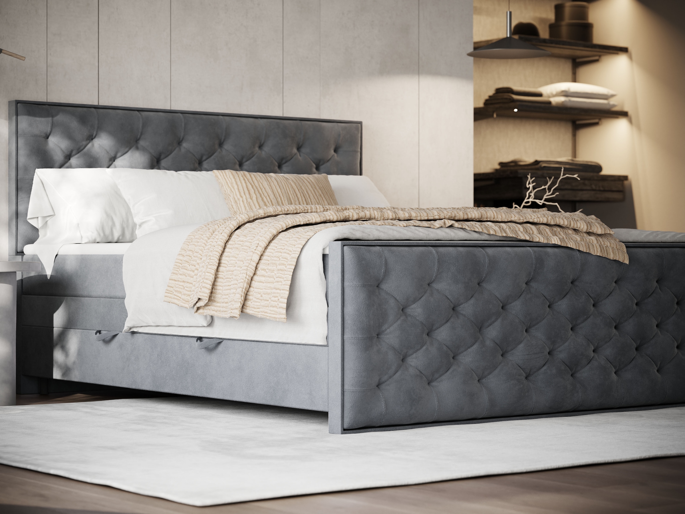 FORTE Boxspringbett "Lanciano Max inkl. zwei Bettkästen und Kaltschaum Topp günstig online kaufen