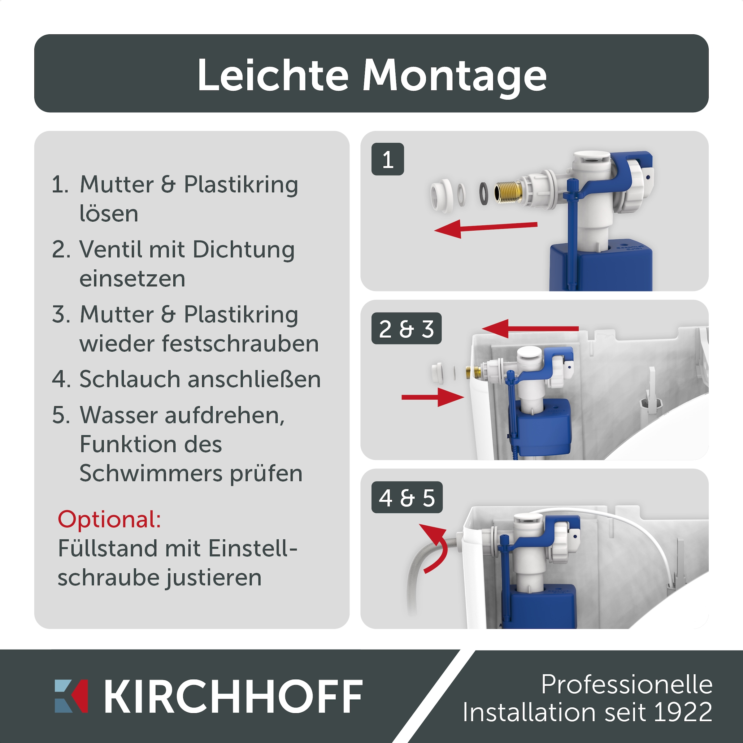 Kirchhoff Füllventil, Universal-Schwimmerventil, 6-9 Liter