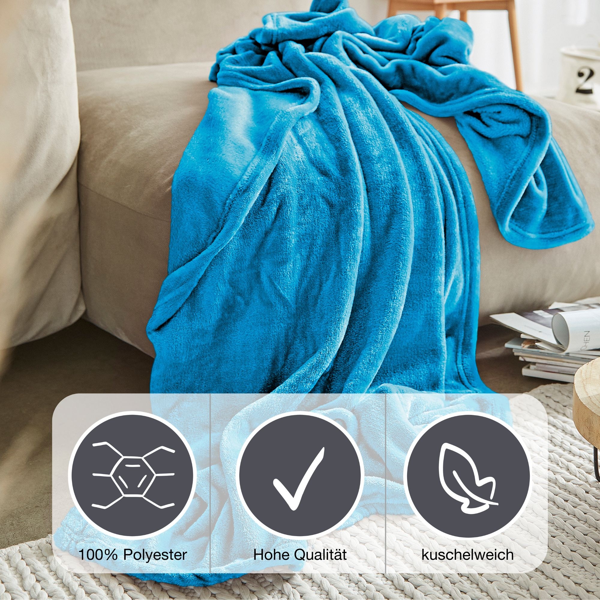 IBENA Wohndecke "Uni Fleecedecke Olbia" einfarbig schick, Kuscheldecke günstig online kaufen