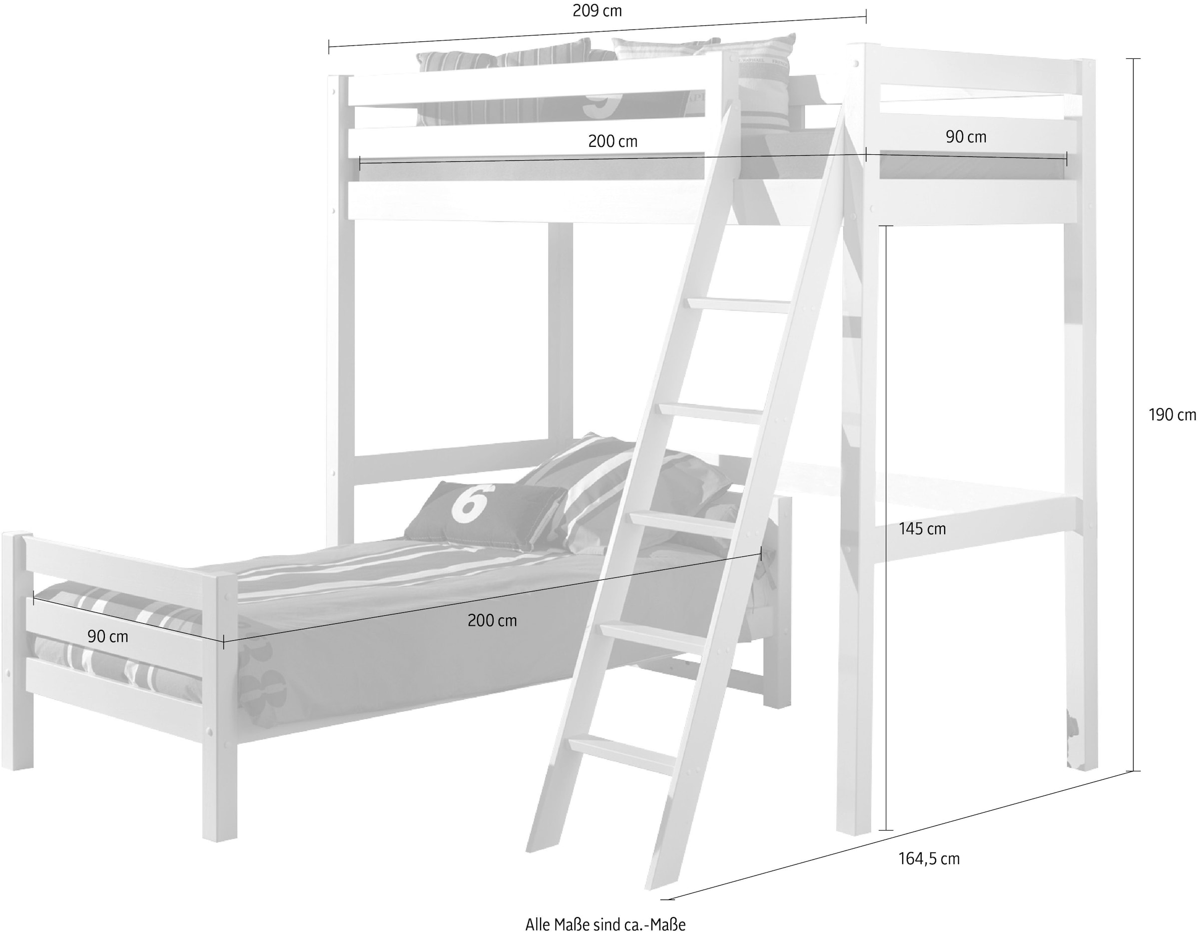 Vipack Hochbett »Pino«, (Made in Europe), mit Einzelbett