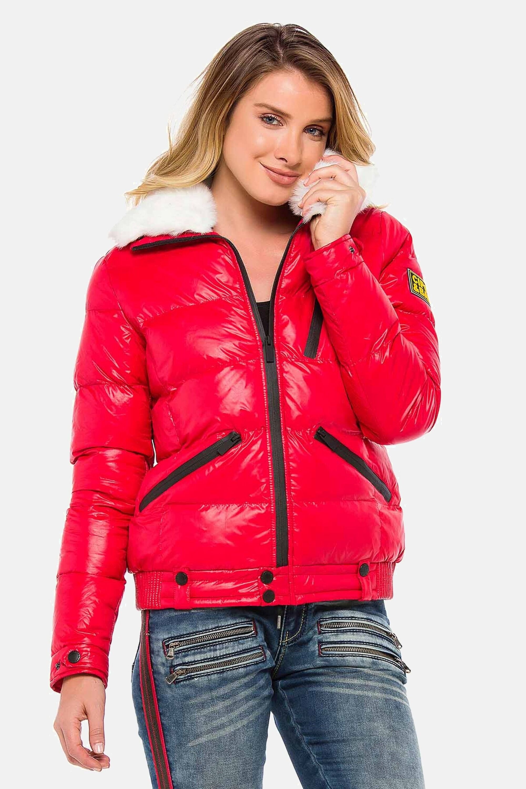 Cipo & Baxx Winterjacke »Winterjacke mit Kunstfellkragen«, ohne Kapuze, mit Kunstfellkragen, WM108