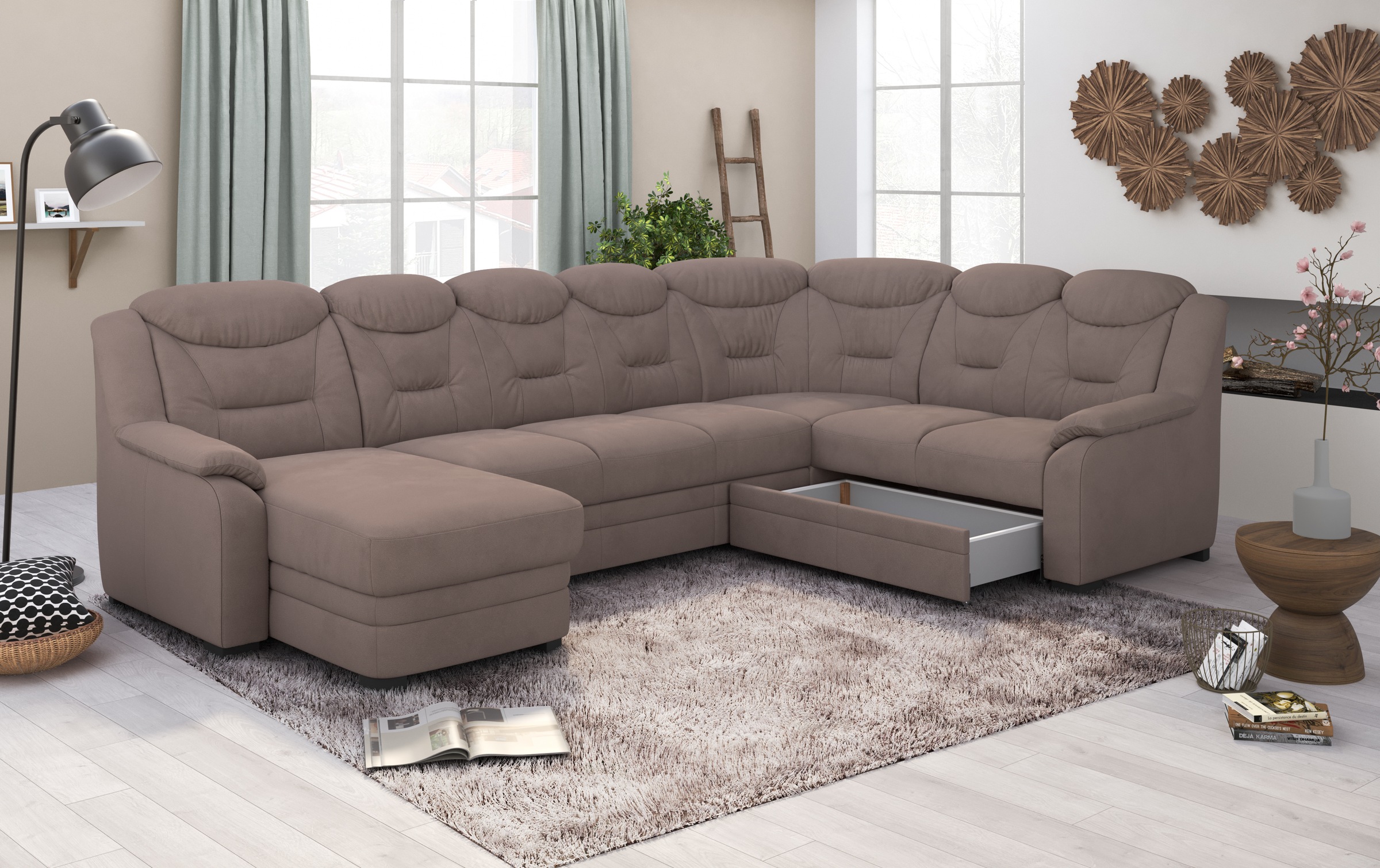 COTTA Wohnlandschaft »Marcus U-Form«, wahlweise mit Bettfunktion & Stauraum