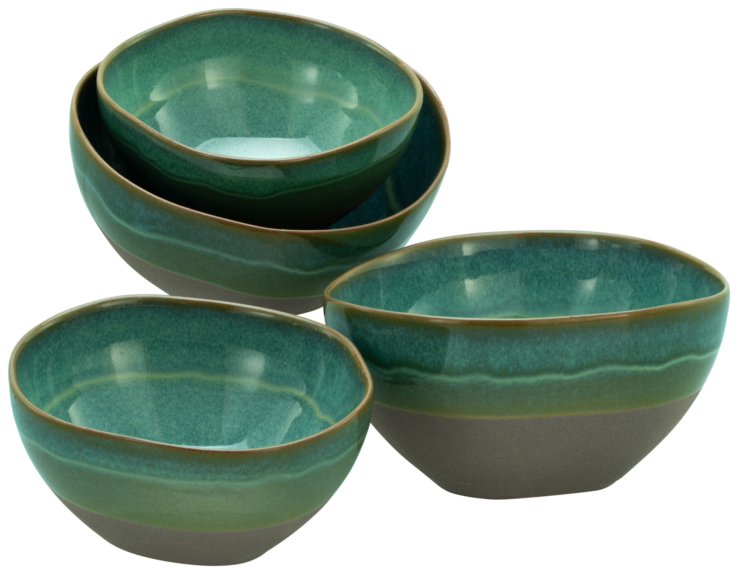CREATABLE Schale "Basalt Bio, Bowl Set 4-tlg", grün, Schüsseln, Organische Form, Jedes Teil ein Unikat