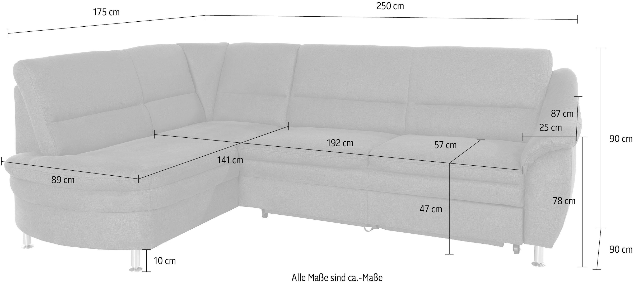 Places of Style Ecksofa »Cardoso L-Form«, Federkern, wahlweise mit Bett, Schubkasten