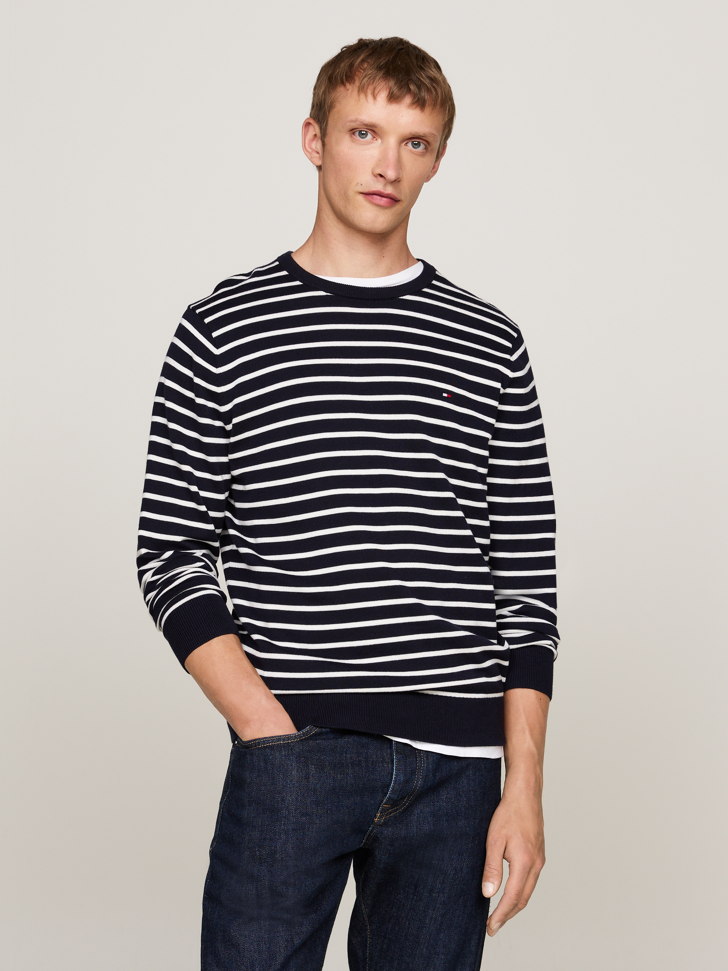 Tommy Hilfiger Rundhalspullover "ESSENTIAL COTTON CREW NECK" 100% Baumwolle günstig online kaufen