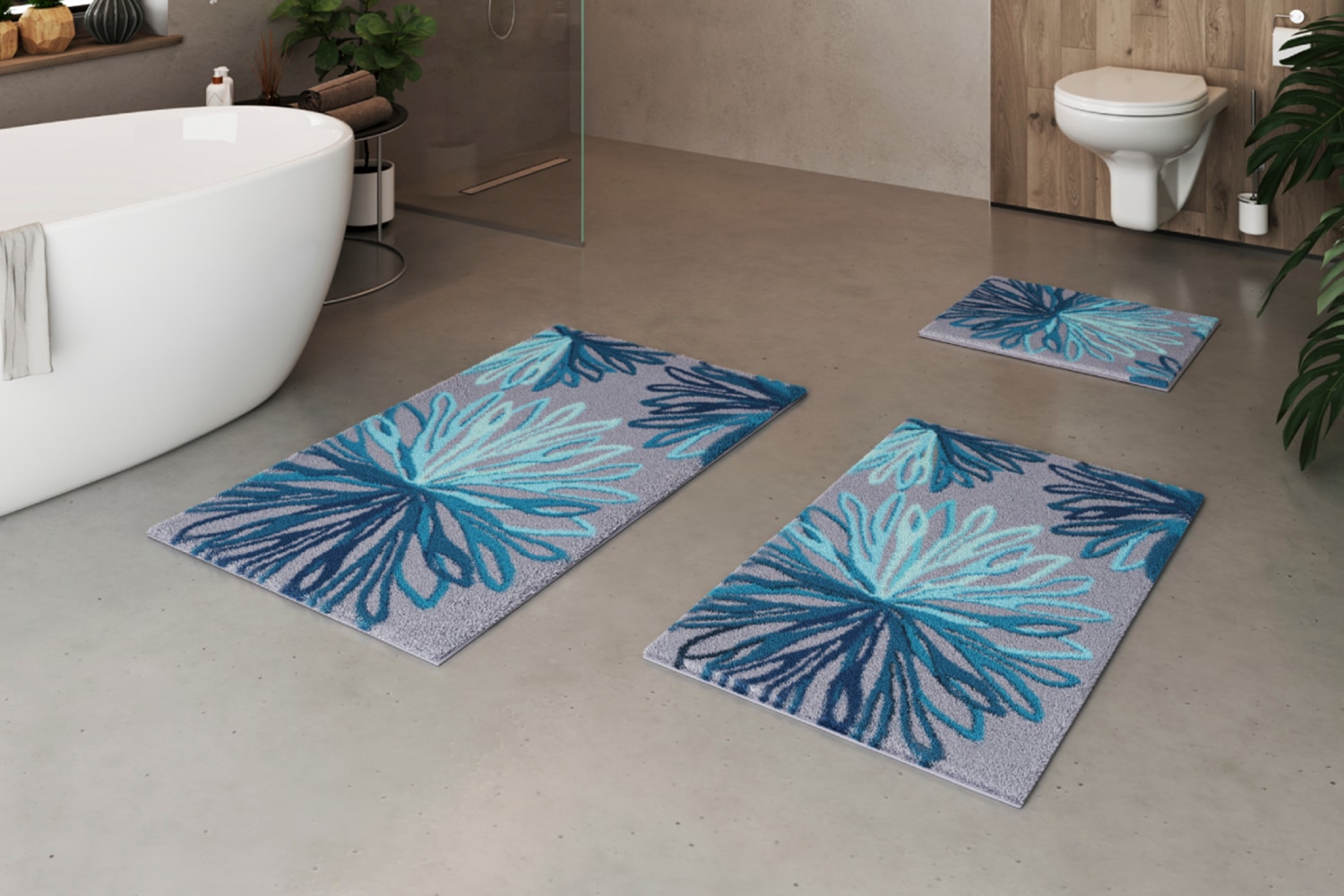 Grund Badematte »Art« Höhe 20 mm rutschhemmend beschichtet fußbodenheizungsgeeignet florales Muster, elegante Badematte