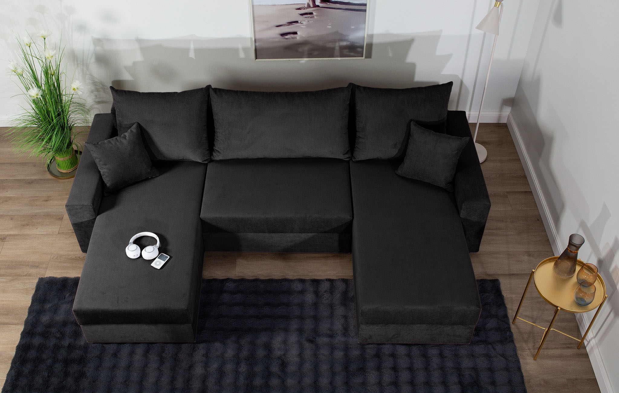 COLLECTION AB Wohnlandschaft »Pico U-Form, Breite 252, mit Armlehne Schlaffunktion, Bettkasten«, Wohnlandschaft,2 X Ottomane,Polyätherschaum Polsterung