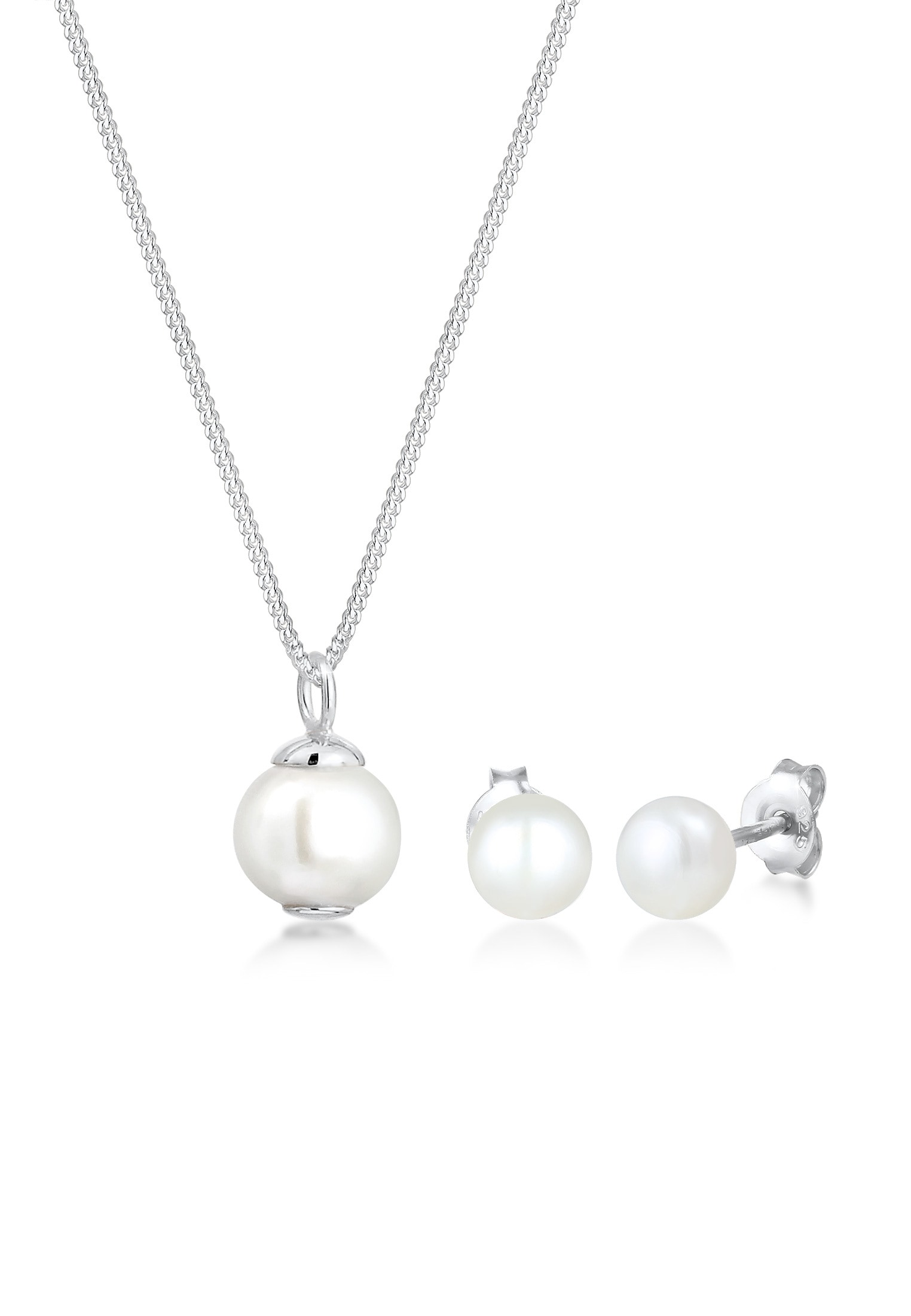 ELLI Damen Schmuckset "Süßwasserperlen Weiß 925 Sterling Silber", onesize, silber, Silber 925 (Sterlingsilber), Schmuck_Sets