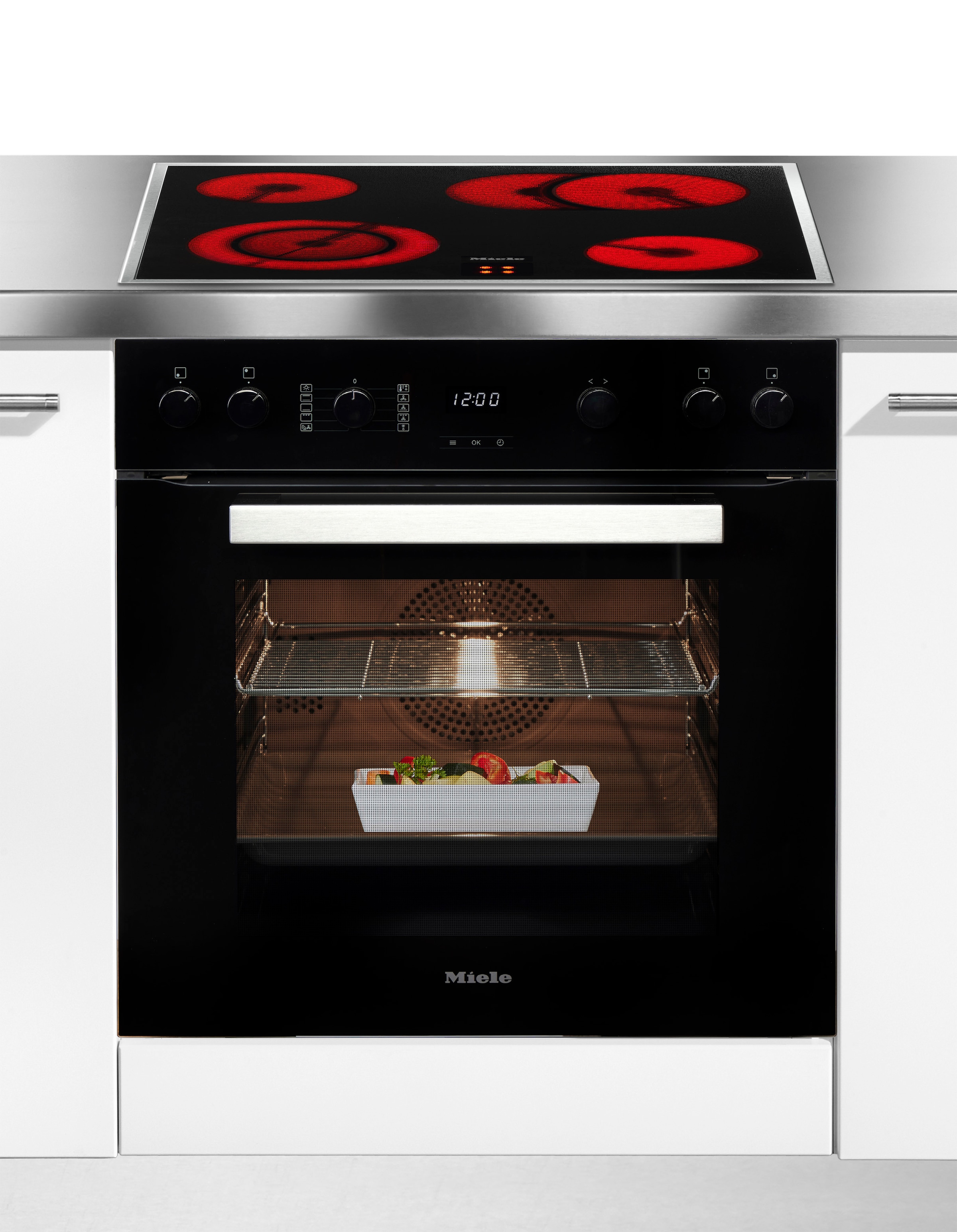 Miele Elektro-Herd-Set »H2459 E D OBSW + KM 6003 LPT«, mit Teleskopauszug nachrüstbar, PerfectClean Ausstattung, EasyControl Bedienung