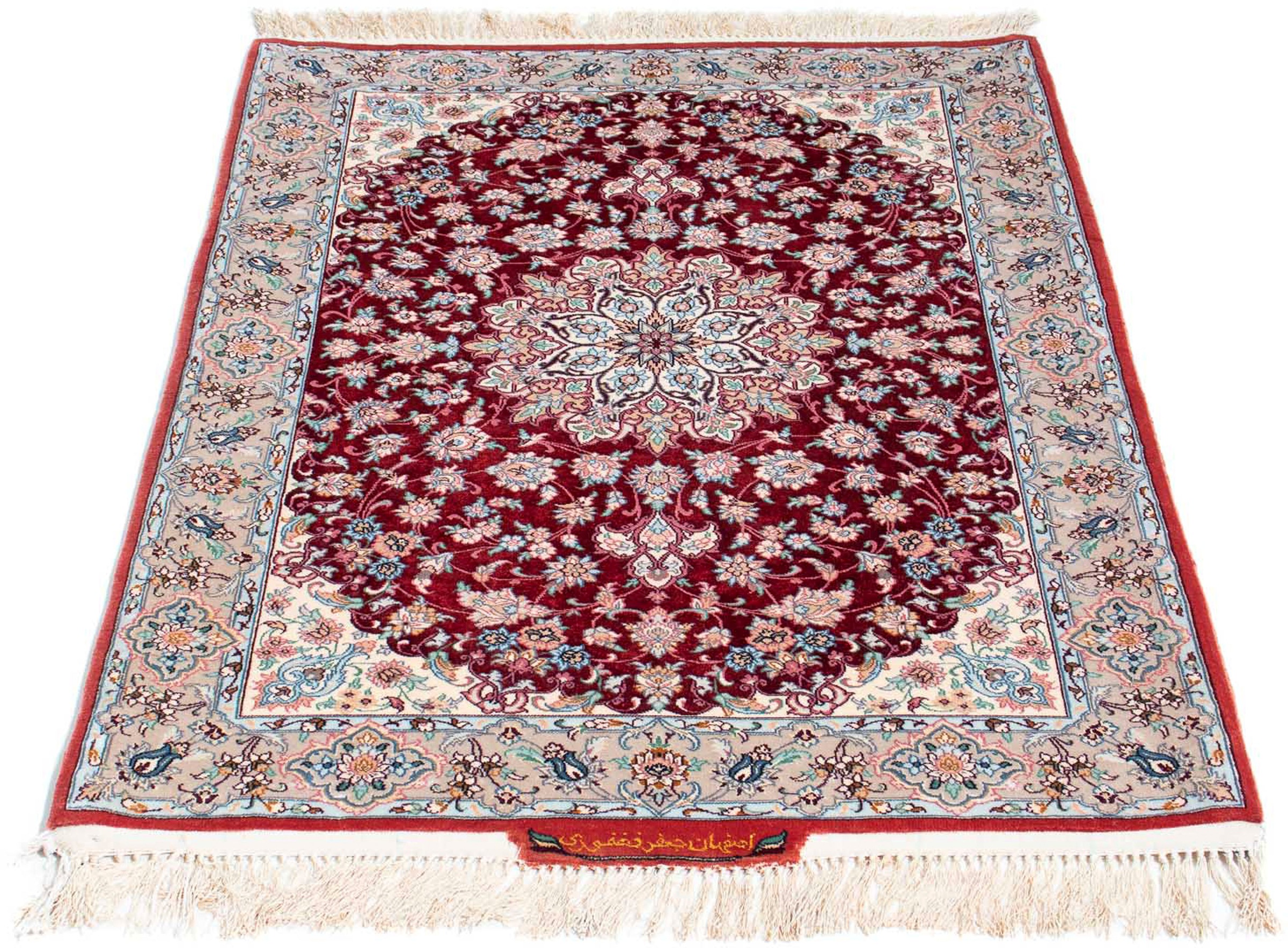 morgenland Orientteppich "Perser - Isfahan - Premium - 119 x 84 cm - rot", rechteckig, 6 mm Höhe, Wohnzimmer, Handgeknüp