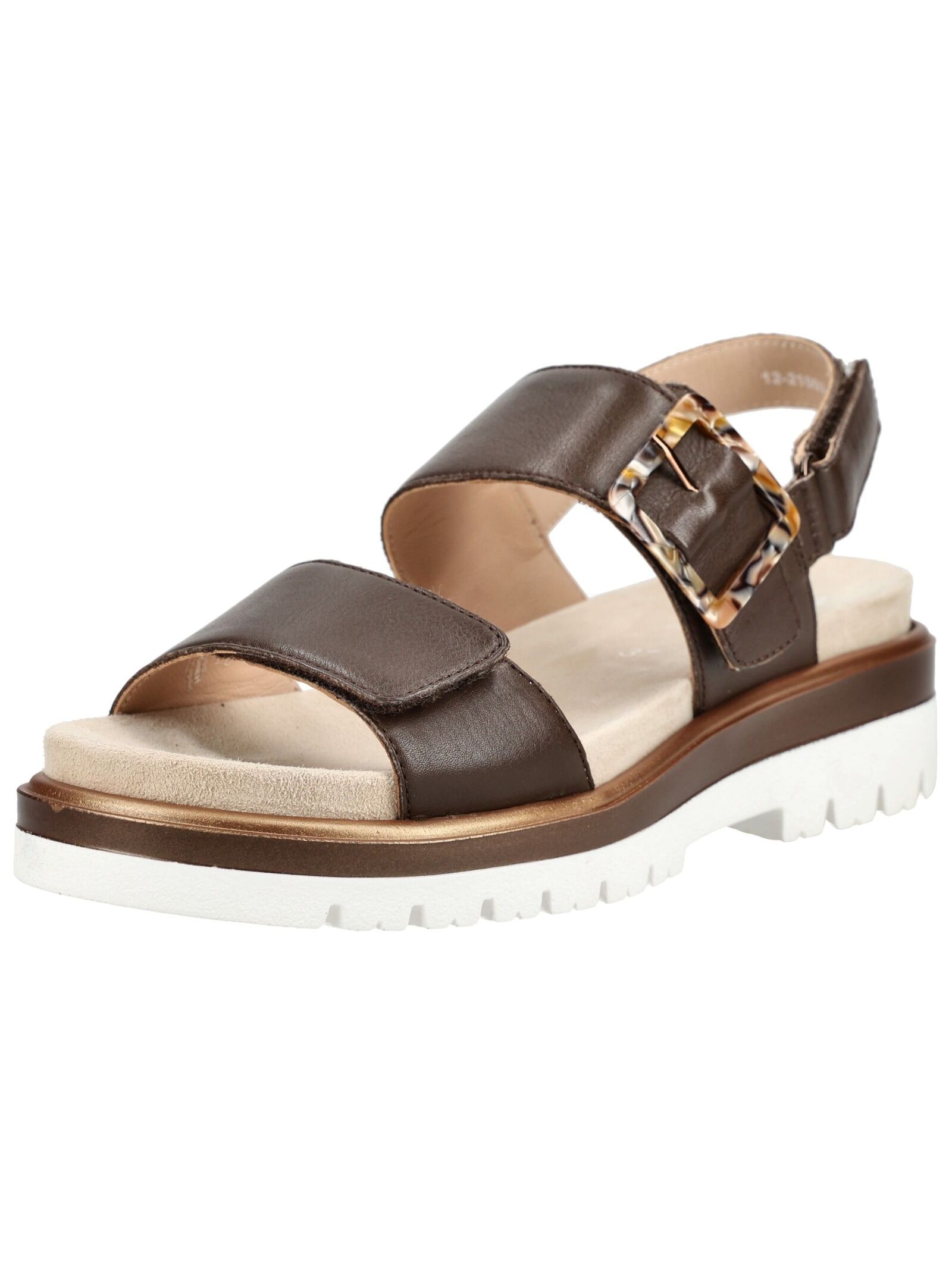 Keilsandalette ARA "MALAGA", Damen, Gr. 41, mokka, Glattleder, unifarben, Schuhe, Keilabsatz, Plateau, Riemchensandalette in bequemer Weite G (= weit)