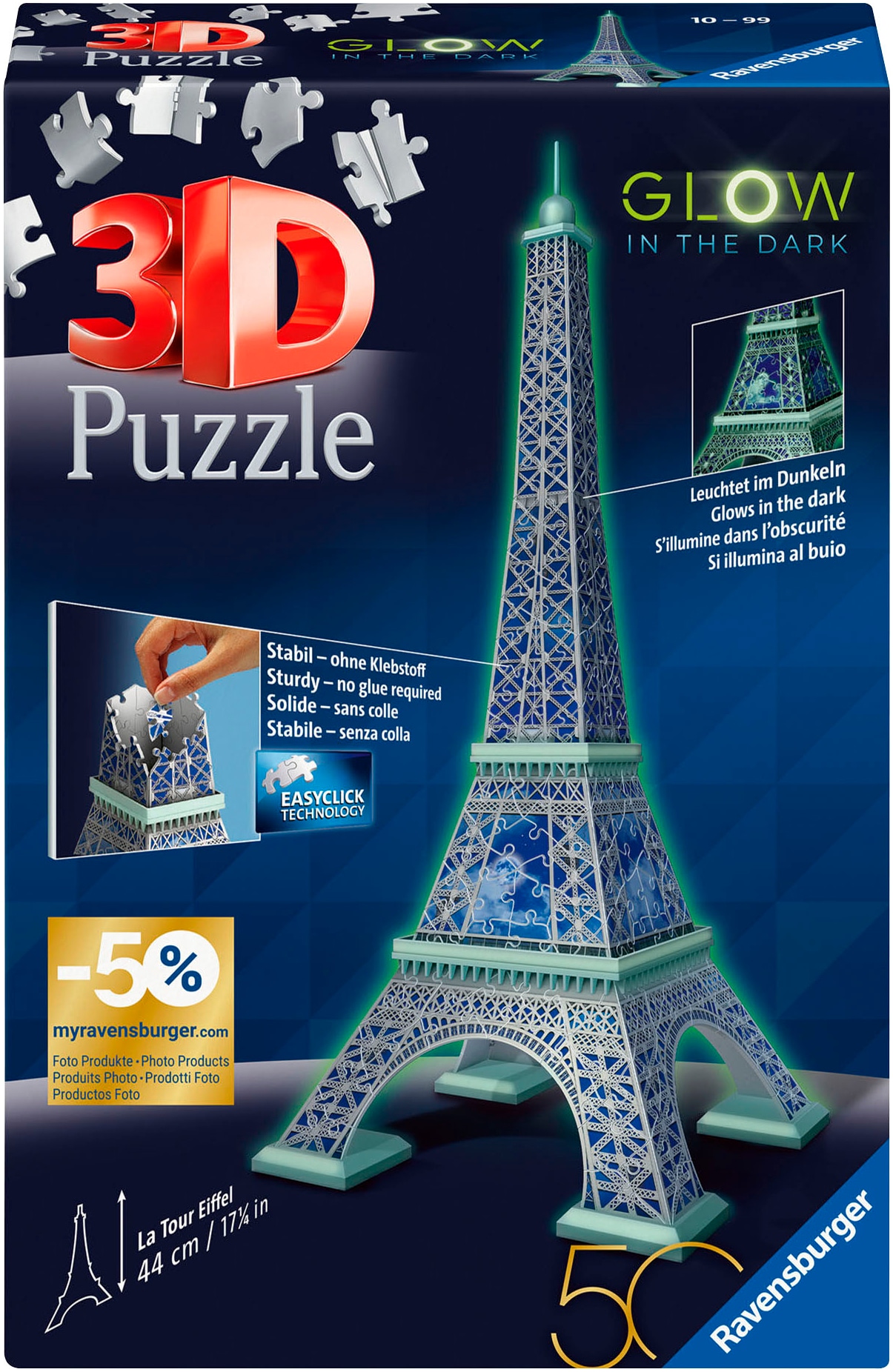 3D-Puzzle »Eiffelturm Glow-in-the-Dark Edition«, (216 tlg.), Made in Europe; FSC® -...