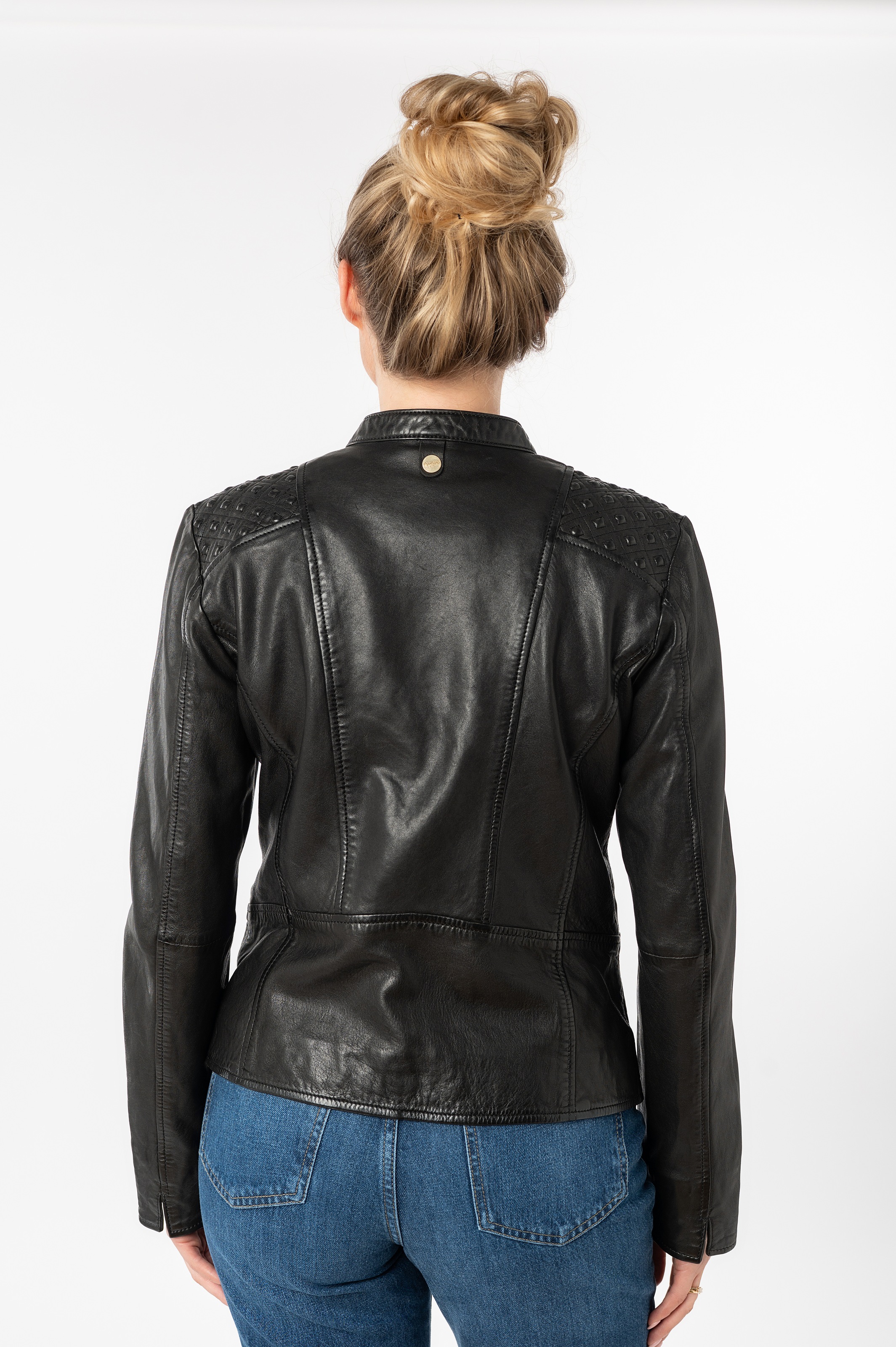 Thumbnail - Mauritius Lederjacke "MWMakena" mit Stehkragen & Drucker