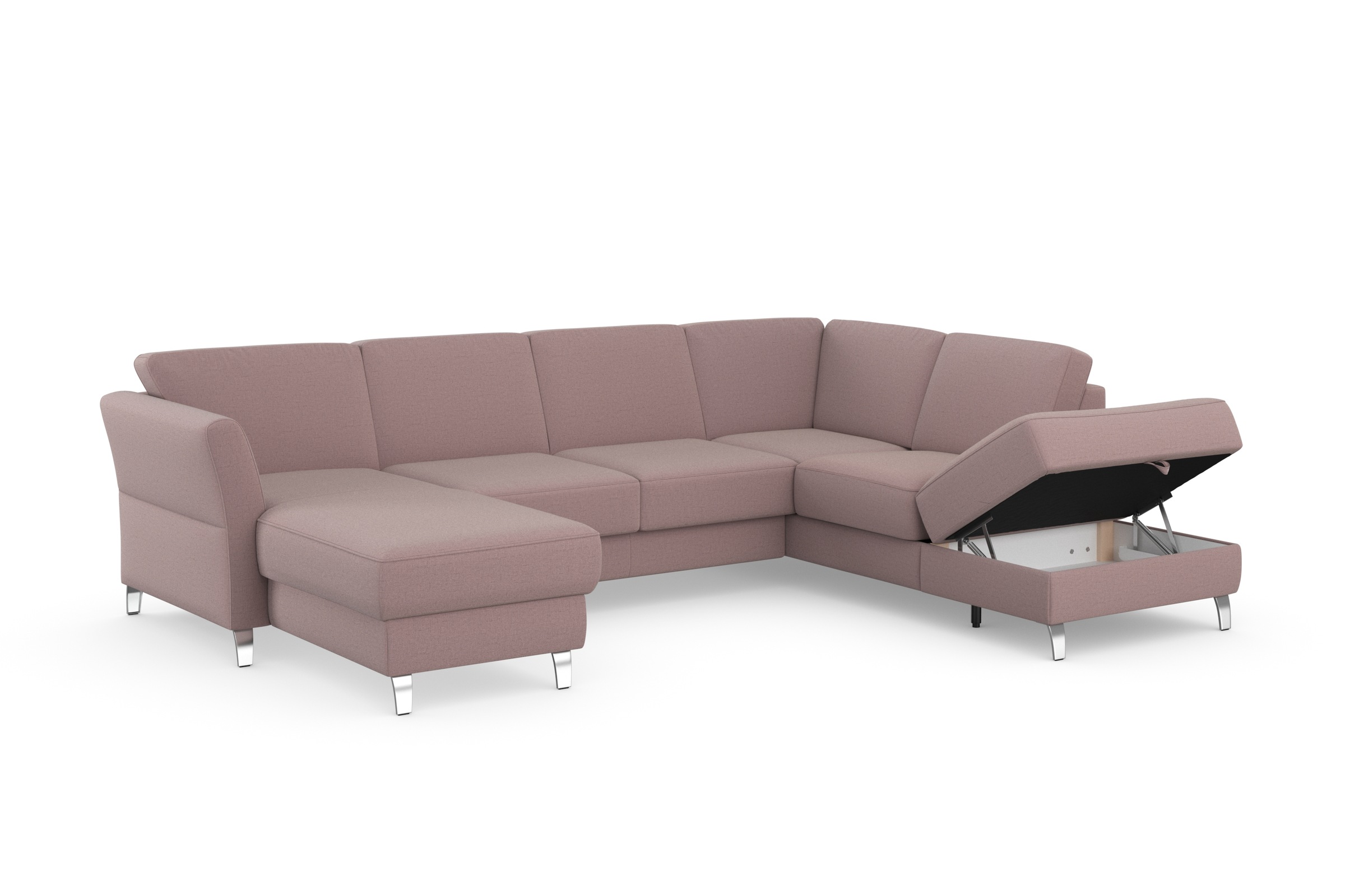 sit&more Wohnlandschaft »Visby U-Form«, Wahlweise mit Bettfunktion und Stauraum, frei im Raum stellbar