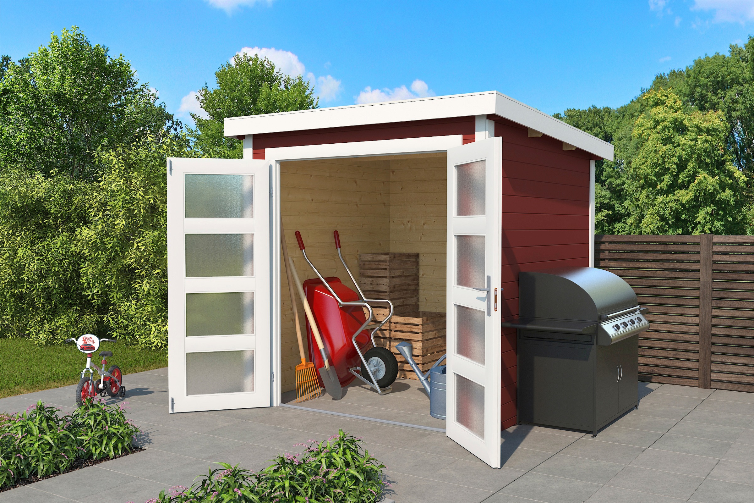 LASITA MAJA Gartenhaus »Zambezi 2«, Blochbohlenhaus 28mm, Fundamentmass 2000x2500, Schwedenrot