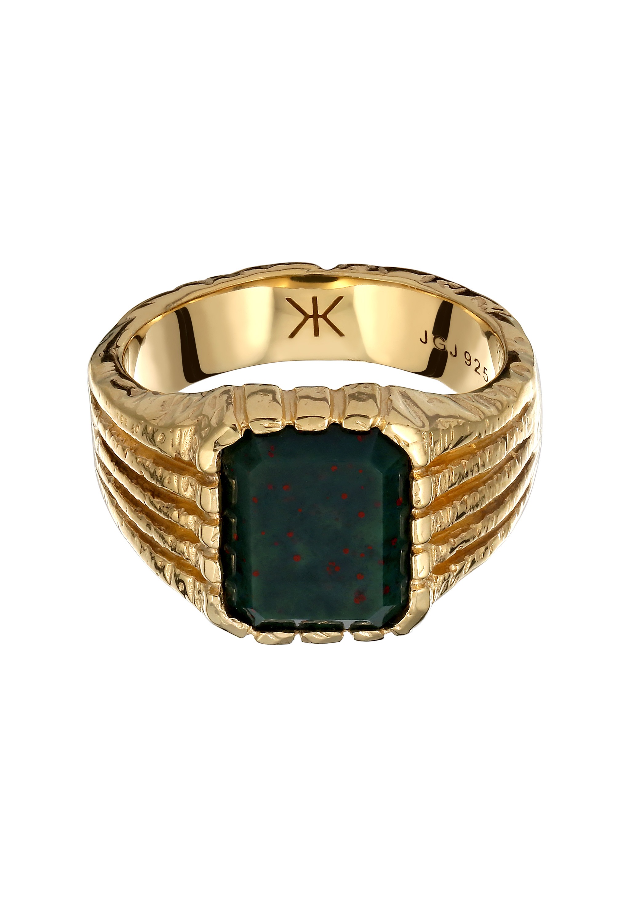 Kuzzoi Silberring »Ring Rechteck Quarz Grün 925 Sterling Silber vergoldet«