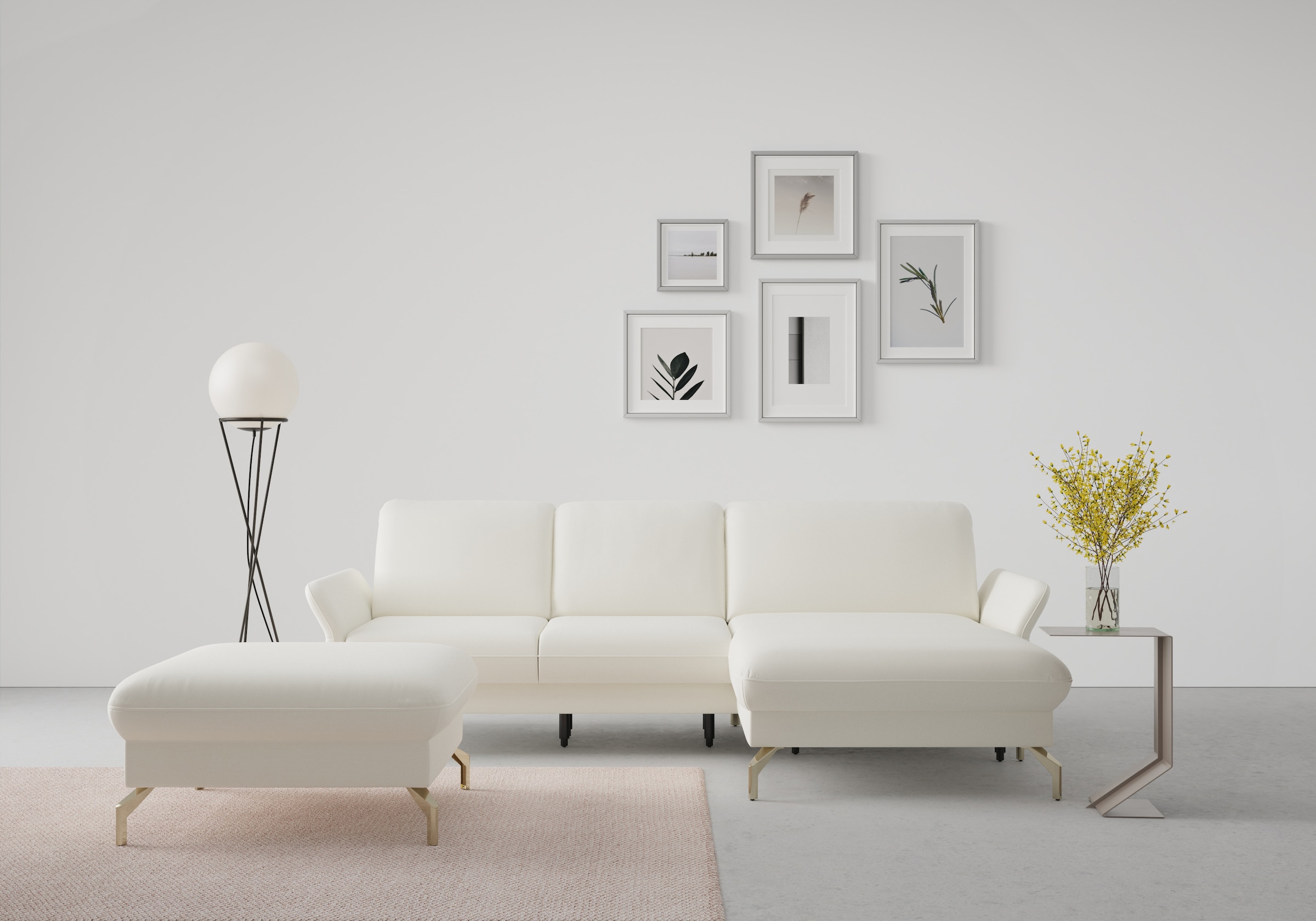 sit&more Ecksofa "Fashion L-Form" wahlweise mit Kopfteilverstellung, Vorziehsitz, motorisch, Nickelfüße