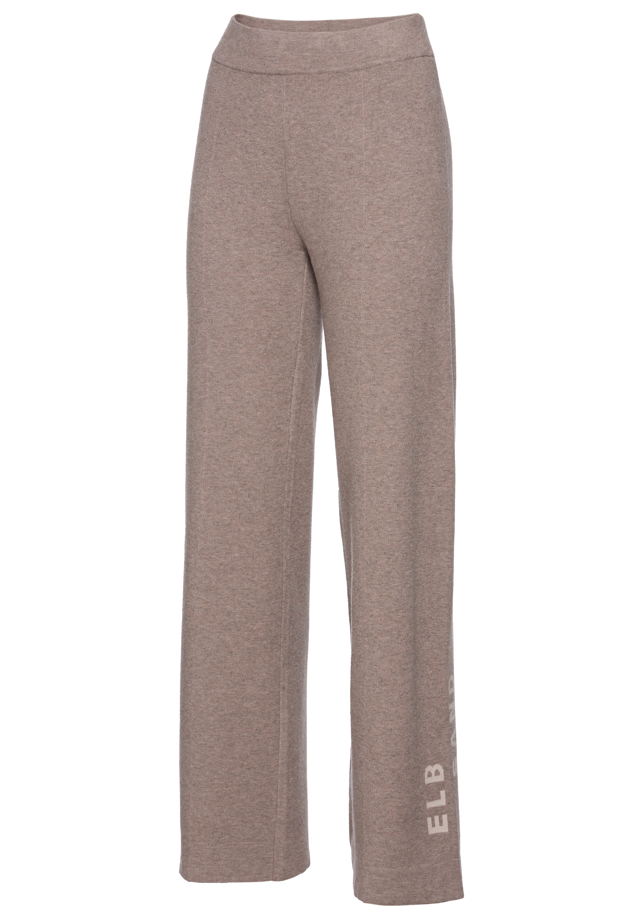 Elbsand Wide-Leg Knit Trousers Taupe 32 3