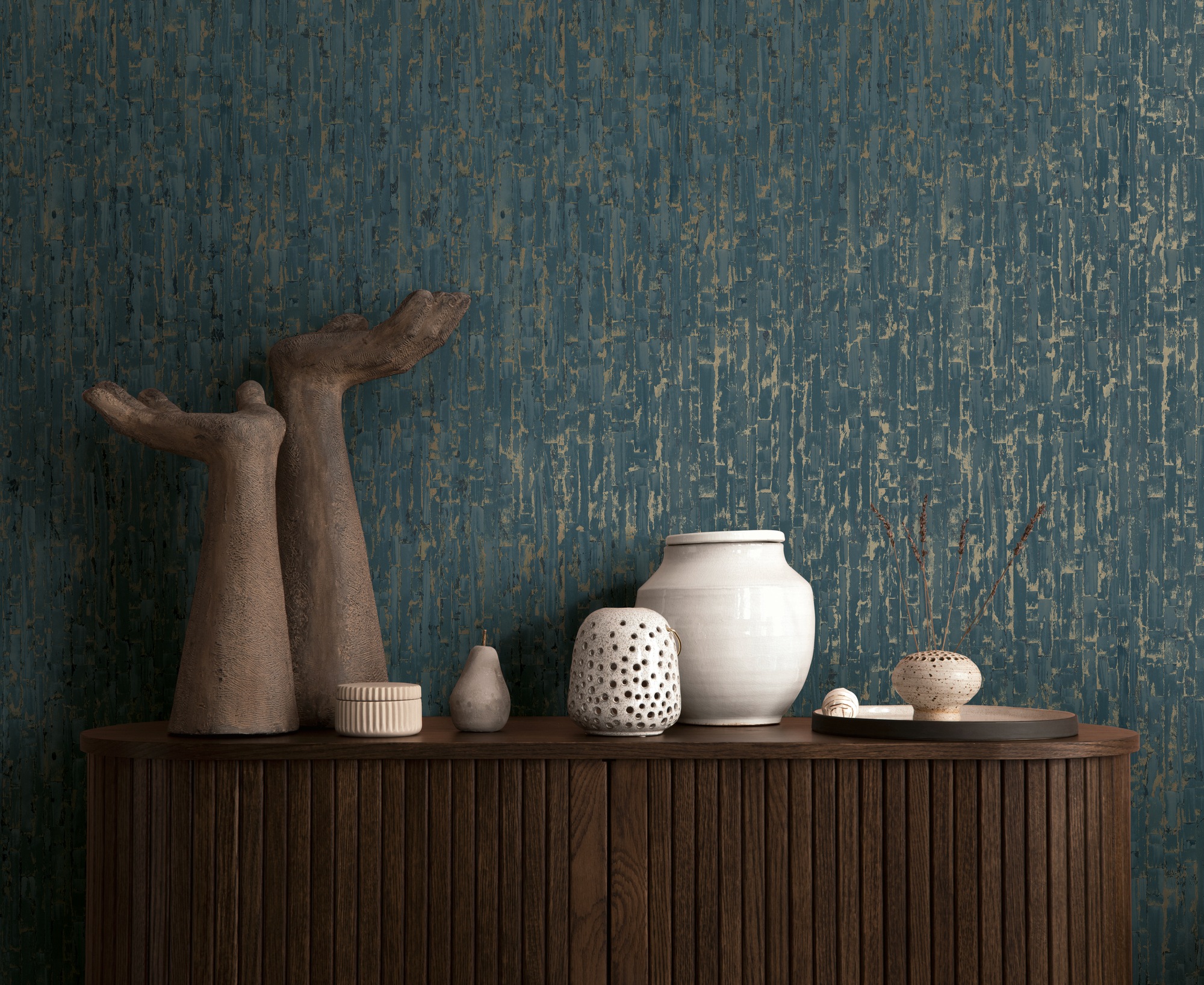 living walls Vliestapete "Strukturtapete 3D-Effekt Farbvarianten modern" glänzend strukturiert