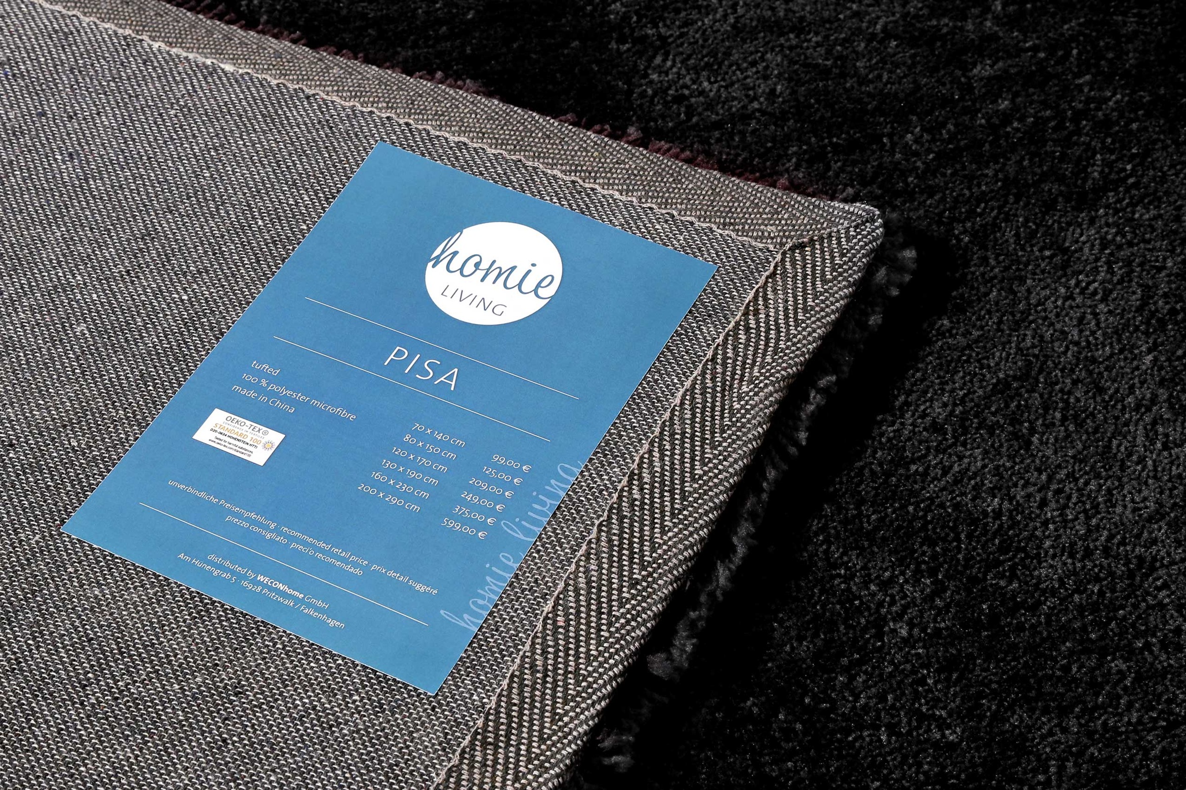 Homie Living Teppich »Pisa«, rund, 25 mm Höhe, Hochflor, Microfaser, uni, weich, Shaggy, Wohnzimmer, Schlafzimmer
