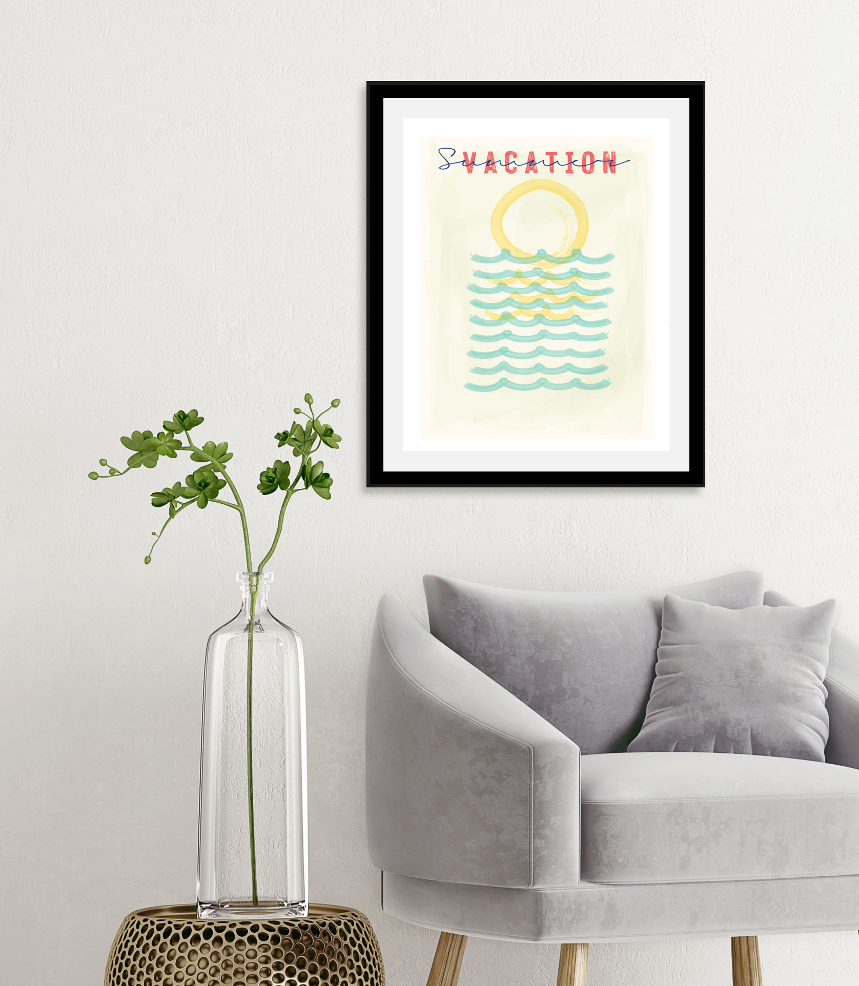queence Bild "Vacation" Meer Meer Bilder Motivationsbilder Schriftzug Schriftzüge Sprüche & Texte 1 Stk. tlg. gerahmt