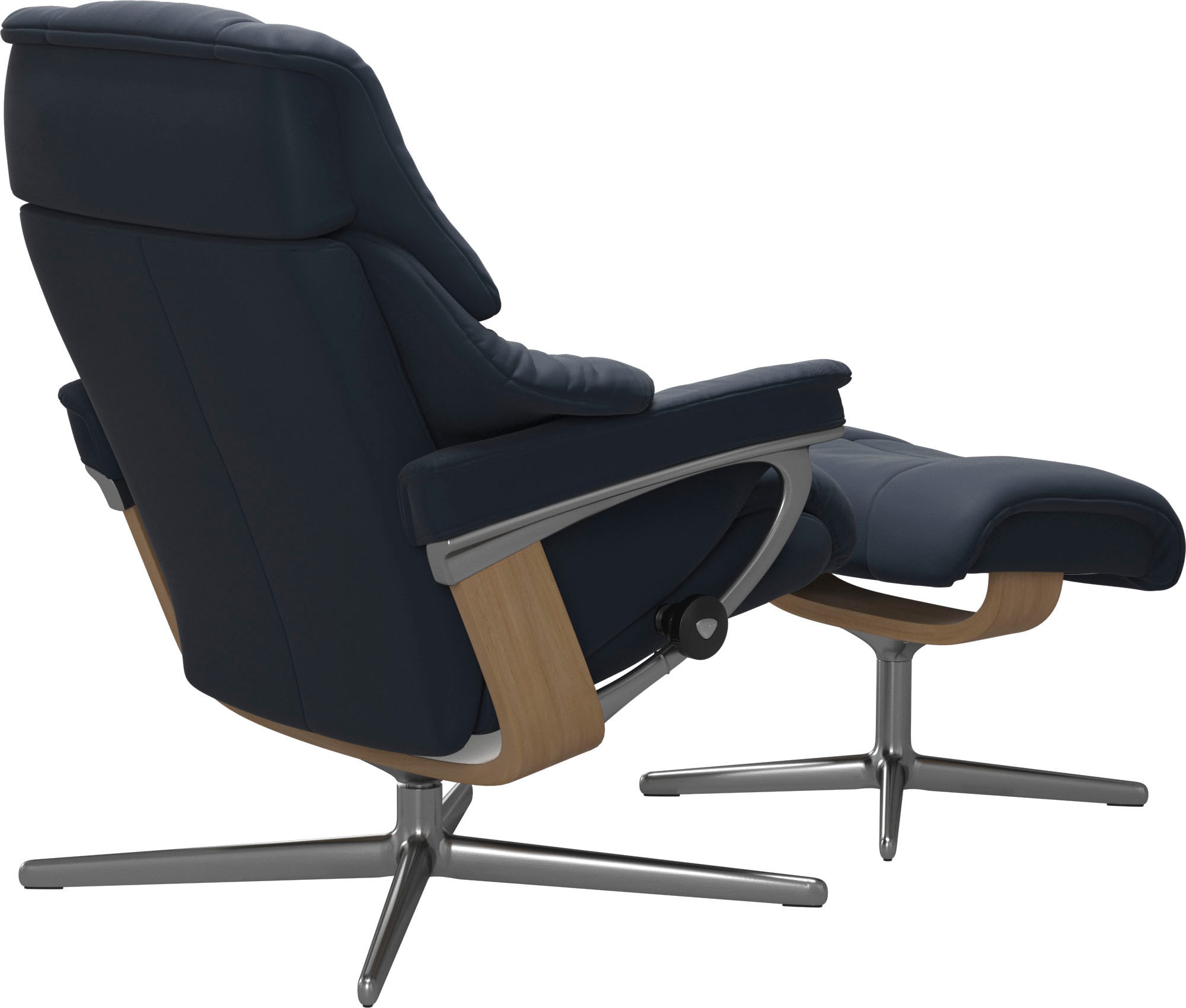 Stressless® Relaxsessel »Reno«, (Set, Relaxsessel mit Hocker), mit Hocker, mit Cross Base, Größe S, M & L, Holzakzent Eiche