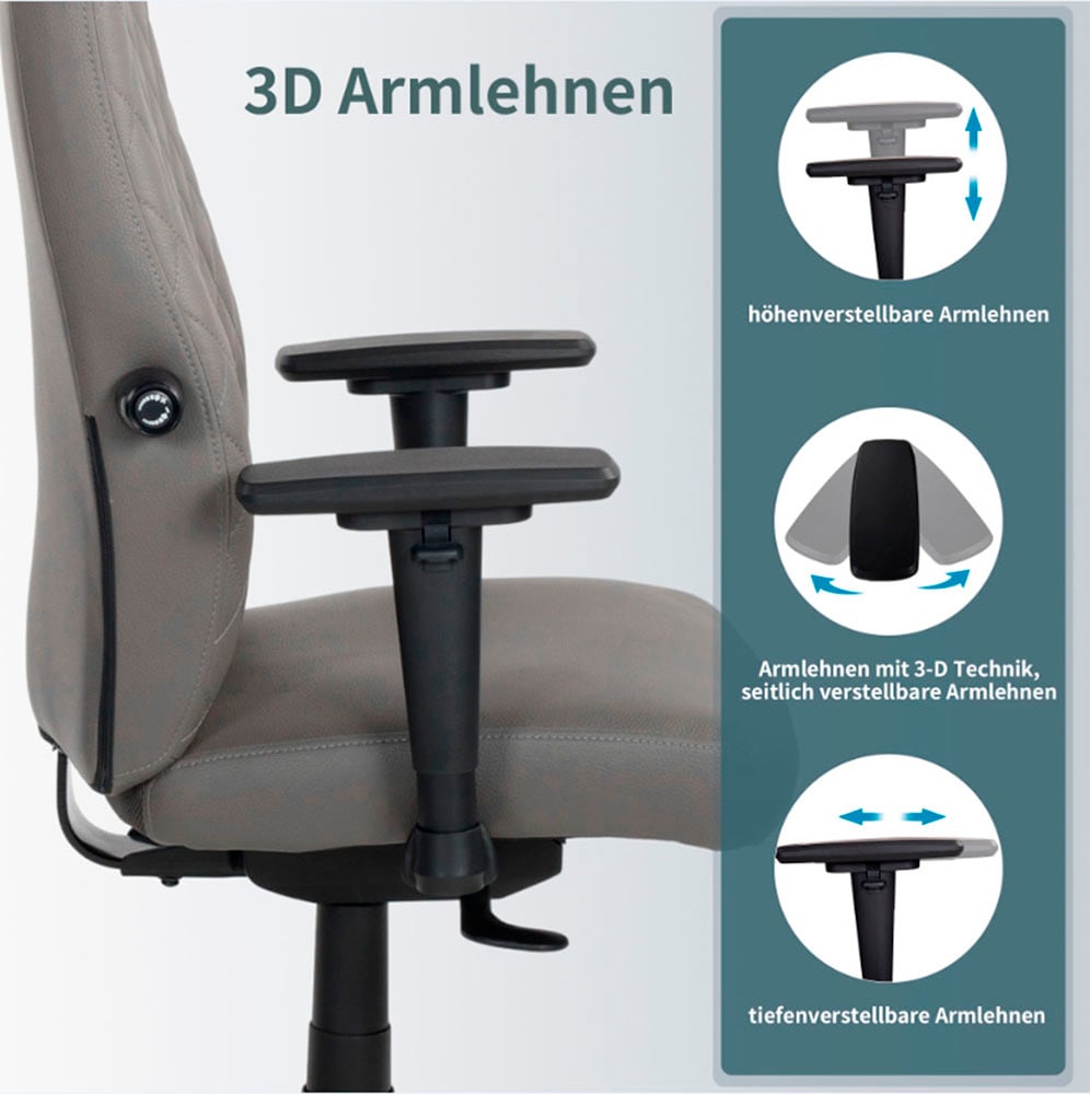 Places of Style Schreibtischstuhl »TEOR«, 1 St., Microfaser, 3-D Armlehnen, Sitztiefen- und höhenverstellung, Lordosenstütze