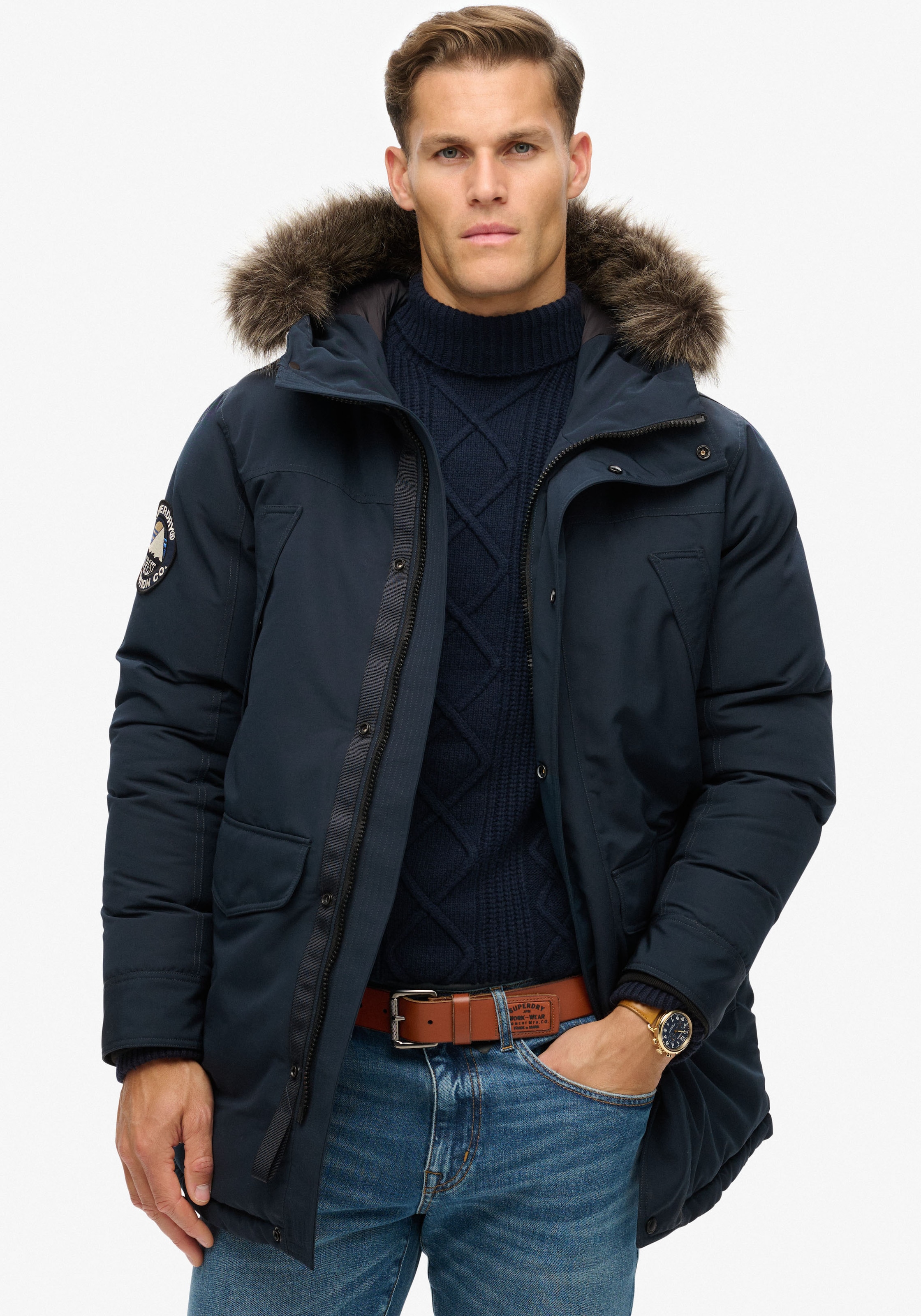 Superdry Parka "EVEREST FAUX FUR PARKA JACKET" mit Kapuze Kunstfaser, loose günstig online kaufen