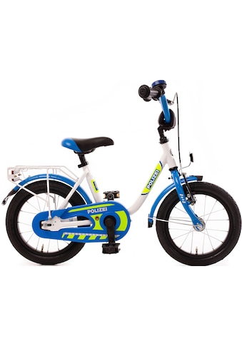 Kinderfahrrad »14" Kinderfahrrad "POLIZEI" kristall-weiß/blau/neon«, 1 Gang, ohne...