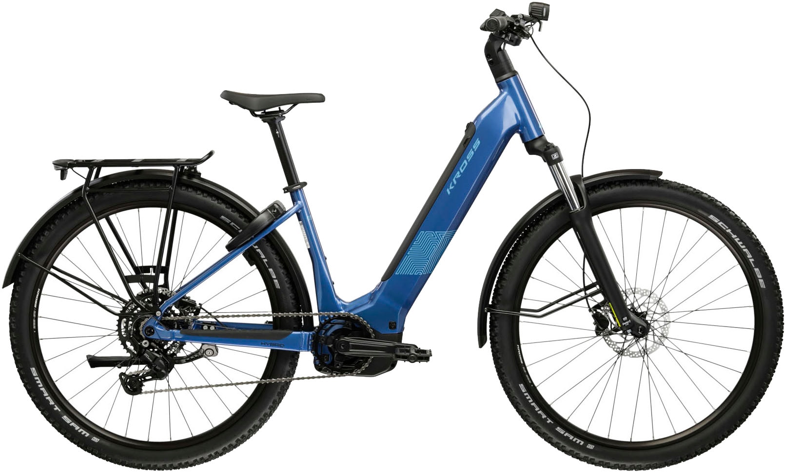 Kross "Influx Hybrid SUV 2.0 16,7Ah / BOSCH 600 Wh 29" blau 9 Gänge 2026" 9 Gang Shimano CUES U4000 Schaltwerk Kettenschaltung Mittelmotor 250 W BOSCH PERFORMANCE LINE PX 36 V/250 W, Mittelmotor